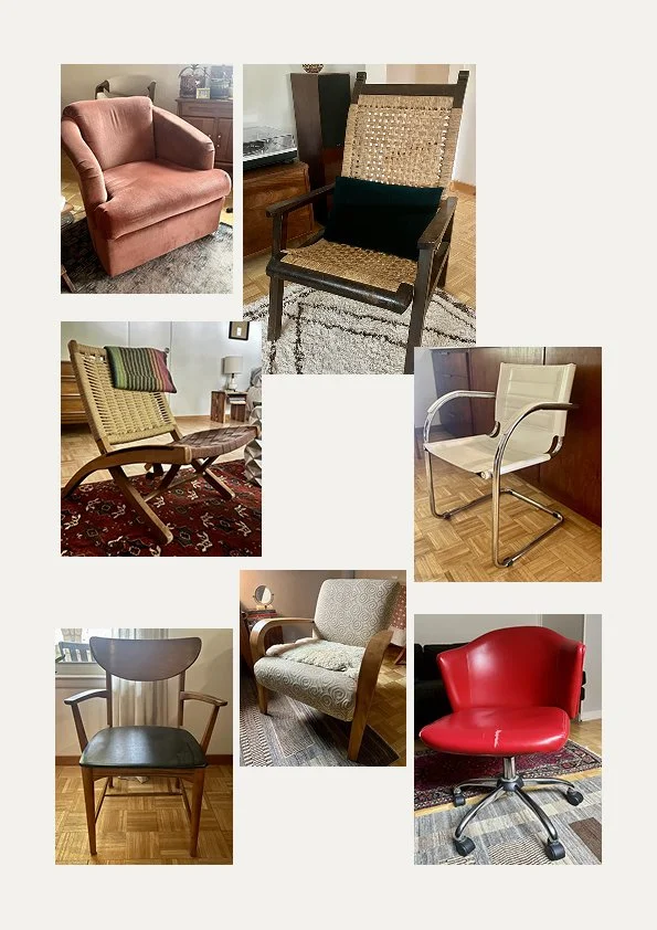 eclectic montage of midcentury modern chairs