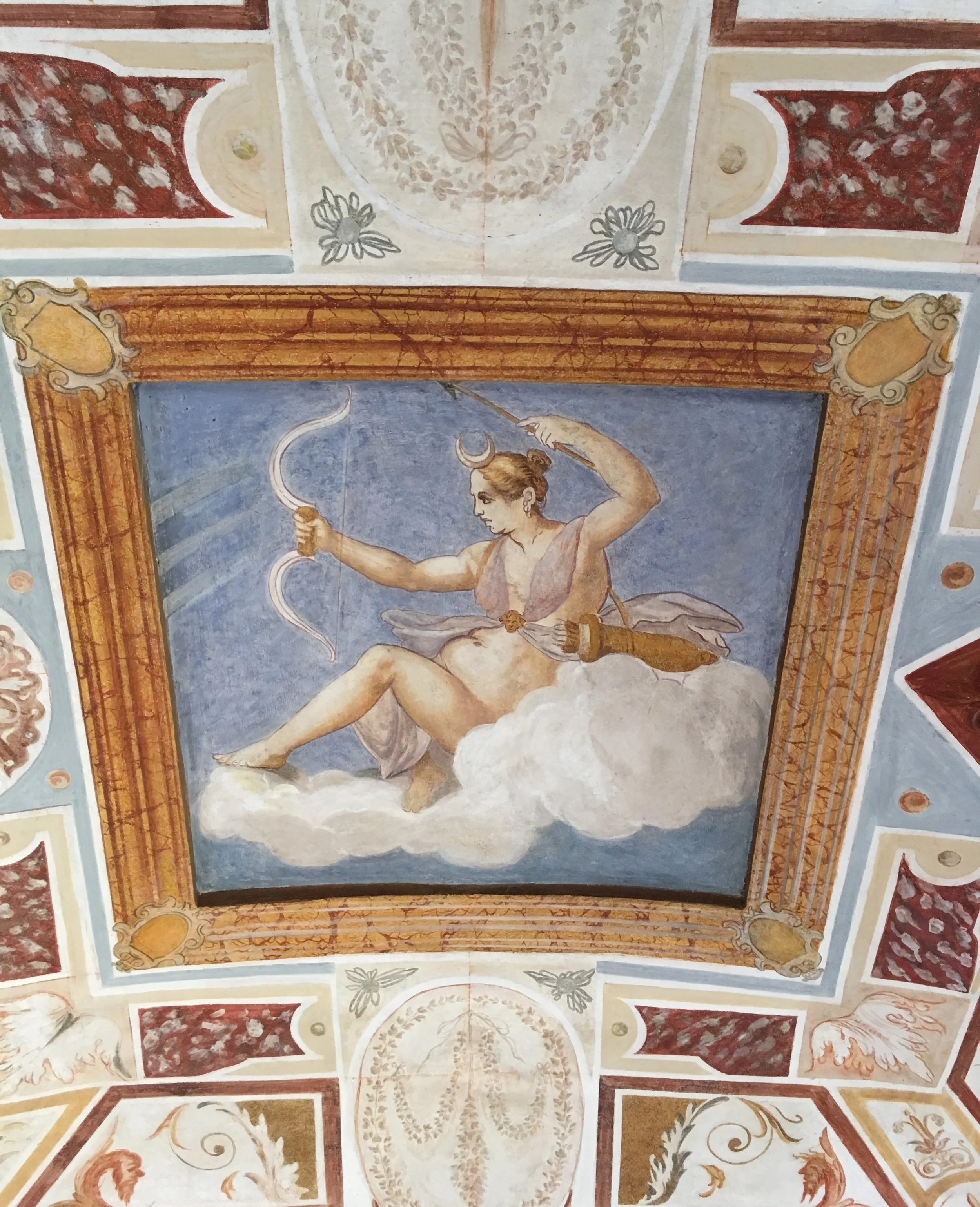 Fresco of the Roman Goddess Diana the huntress