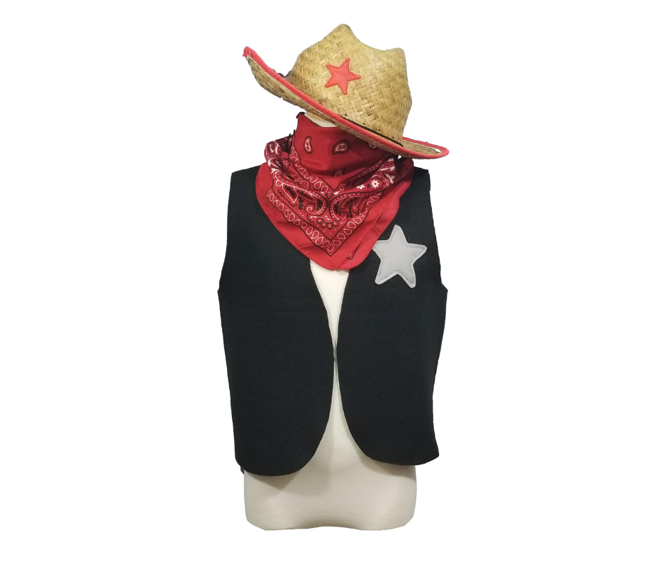 Big Kids Black Western Cowboy/Cowgirl Costume Vest Set (Fits Kids 10-16) —  Teatots Party Shop