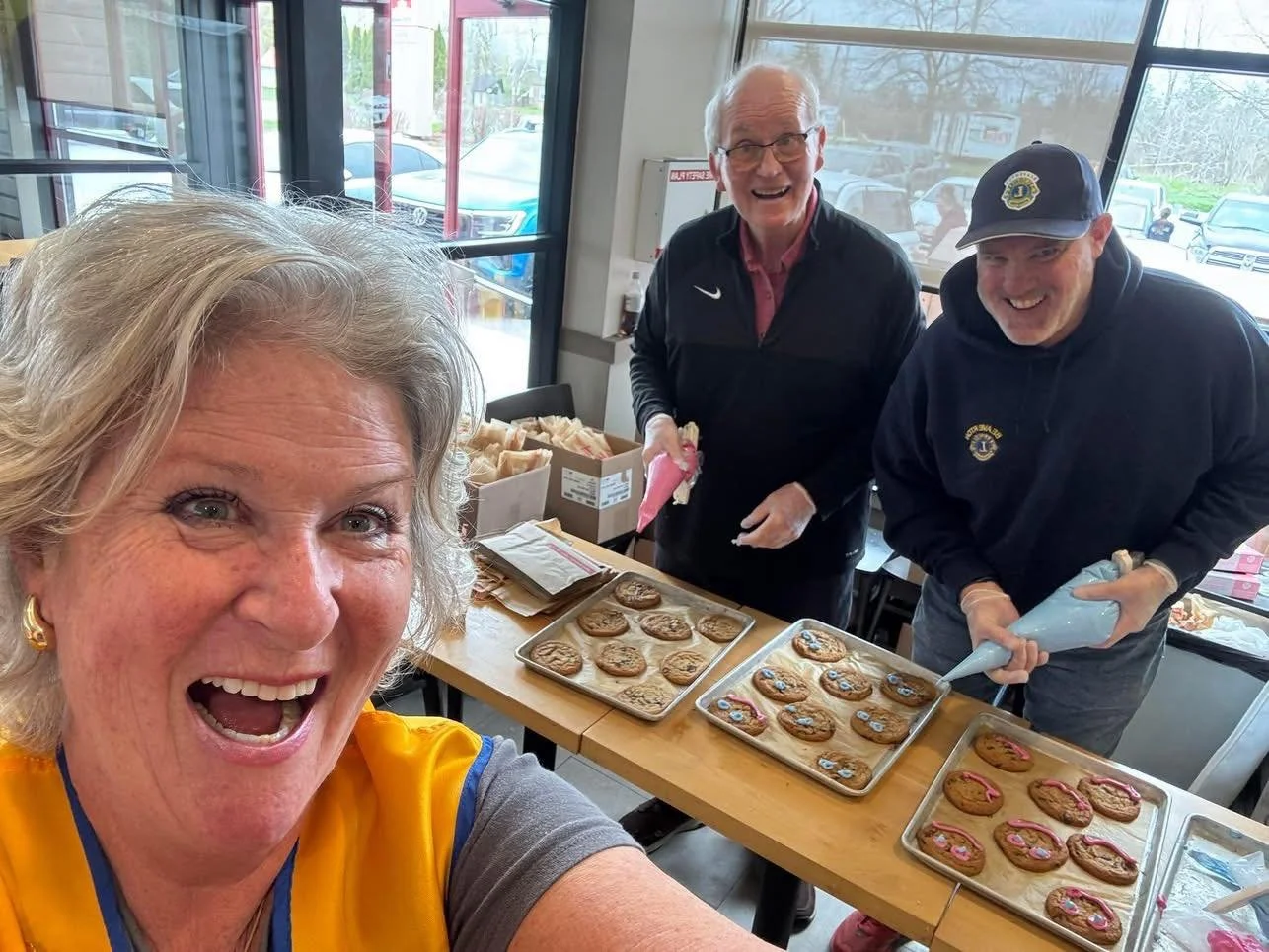 The Beaverton Lions are back at it! Helping make those Smile Cookies at Beaverton&rsquo;s Tim Hortons on Hwy 12 and Argyle Road! 
All proceeds go to the Beaverton Animal Shelter!