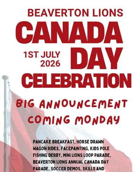🇨🇦The Beaverton Lions Club is beyond excited about this year&rsquo;s Canada Day Celebrations! 🇨🇦
Join us on July 1st for all the fun you&rsquo;ve come to expect including a pancake breakfast, fishing derby, face painting, parade, soccer drills, a