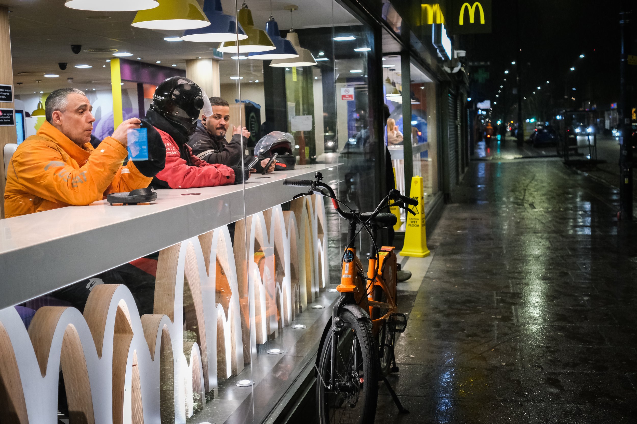  Riders have a short break in the early hours of the morning 
