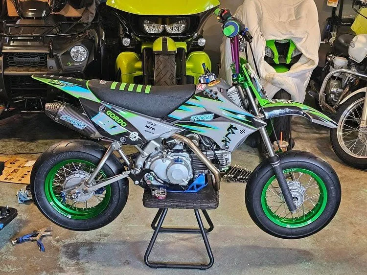 Posting some of the build pics we received from customers. Bikes are looking good. We love the feed back and pictures so keep sending them.  #staggsracing #srparts #klx110 #crf110 #suppermoto #pitbikes #pitbike #minimoto #ride #buildit #builtnotbough