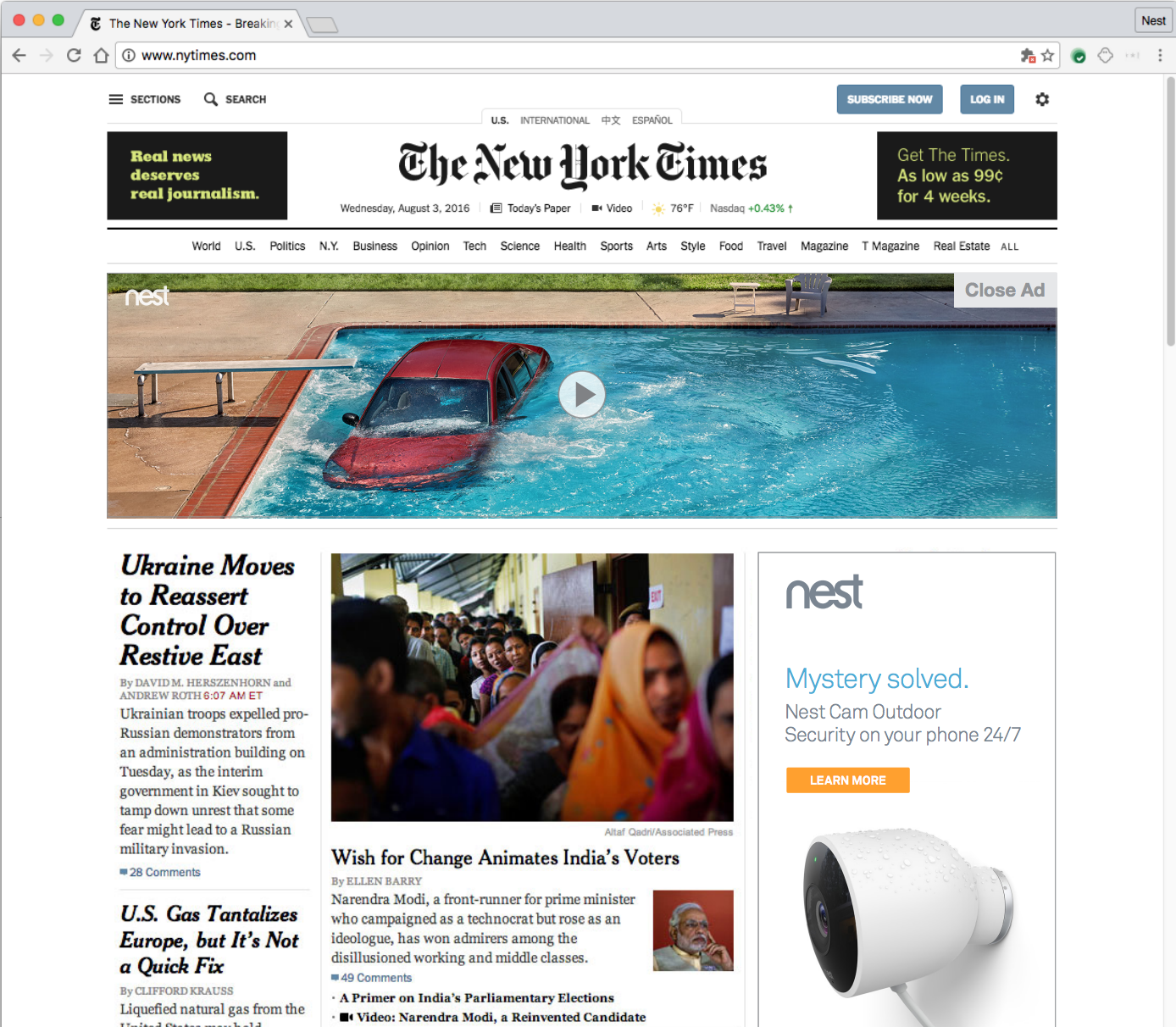 Homepage takeovers included The New York Times and Wall Street Journal.
