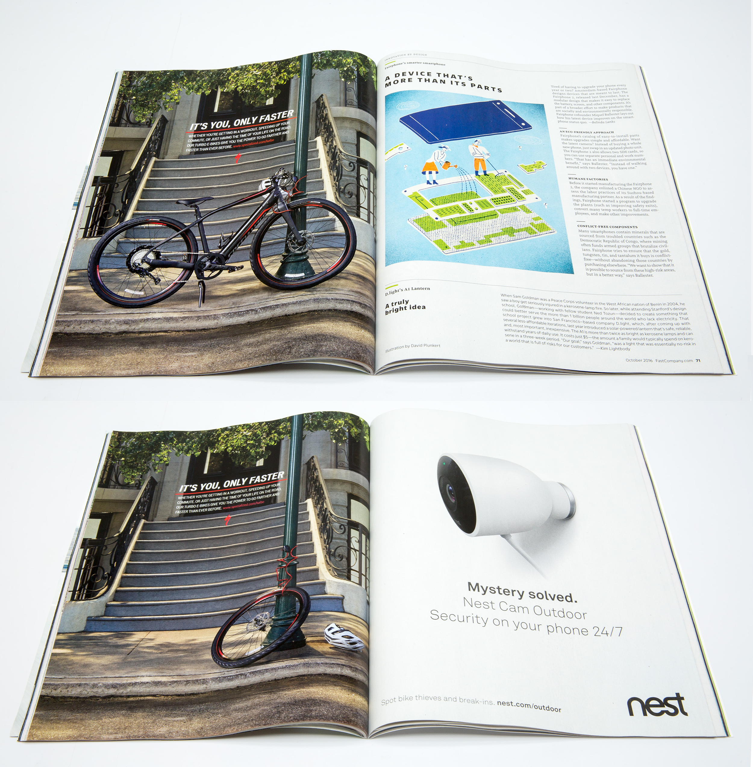 A cross-promotion with Specialized and a fun suspension of reality as the bike “magically,” disappeared from their ad.