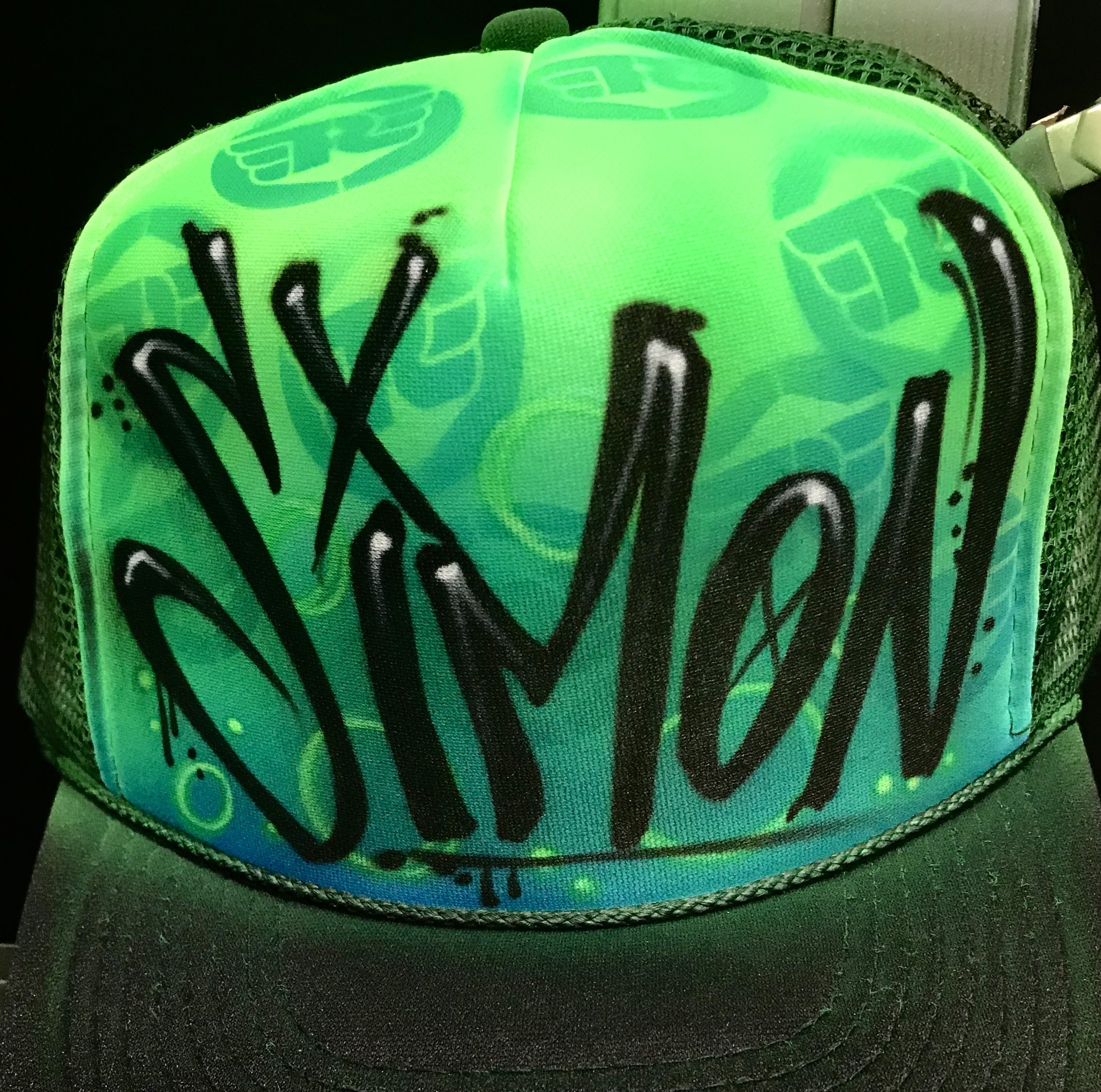 Custom airbrushed trucker hat Royal Enfield grafitti