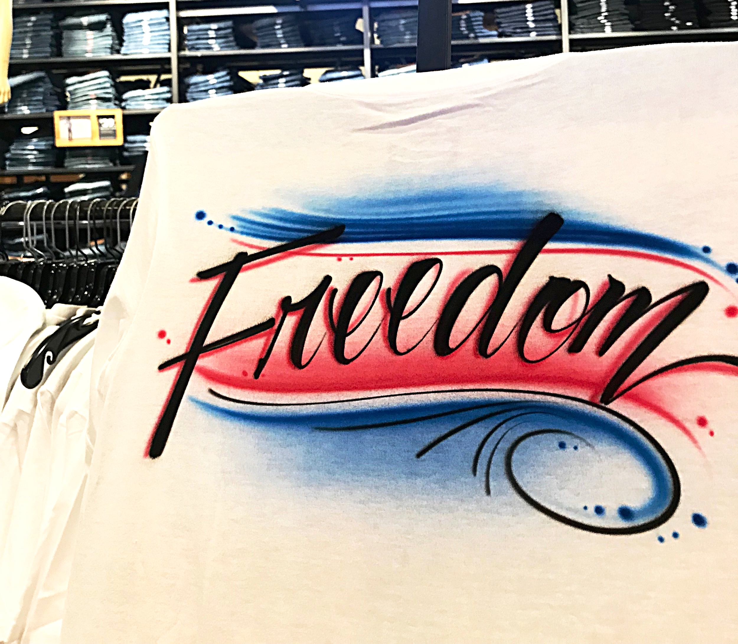 Airbrushed Levi's t-shirt Orlando Florida Freedom cursive
