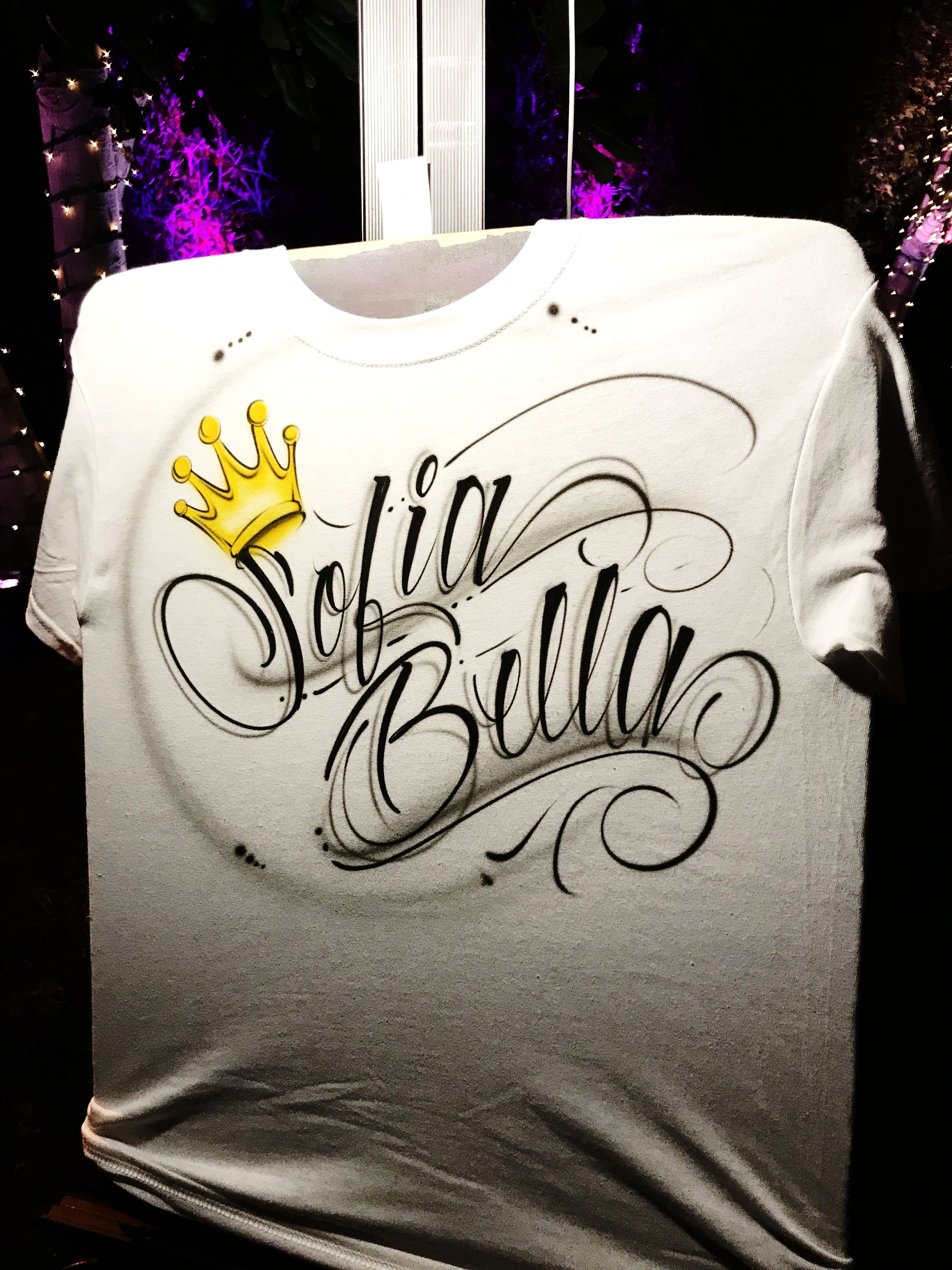 personalized airbrushed t-shirt with crown girl design