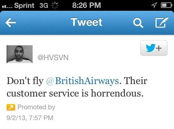 Un tweet contro British Airways
