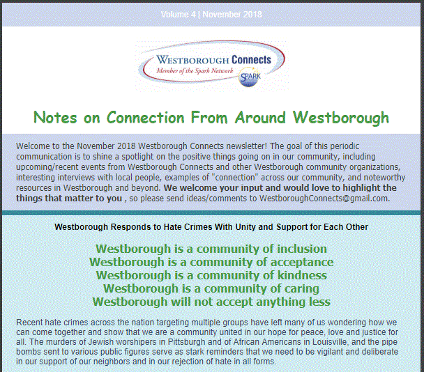 November 2018 Westborough Connects Newsletter!