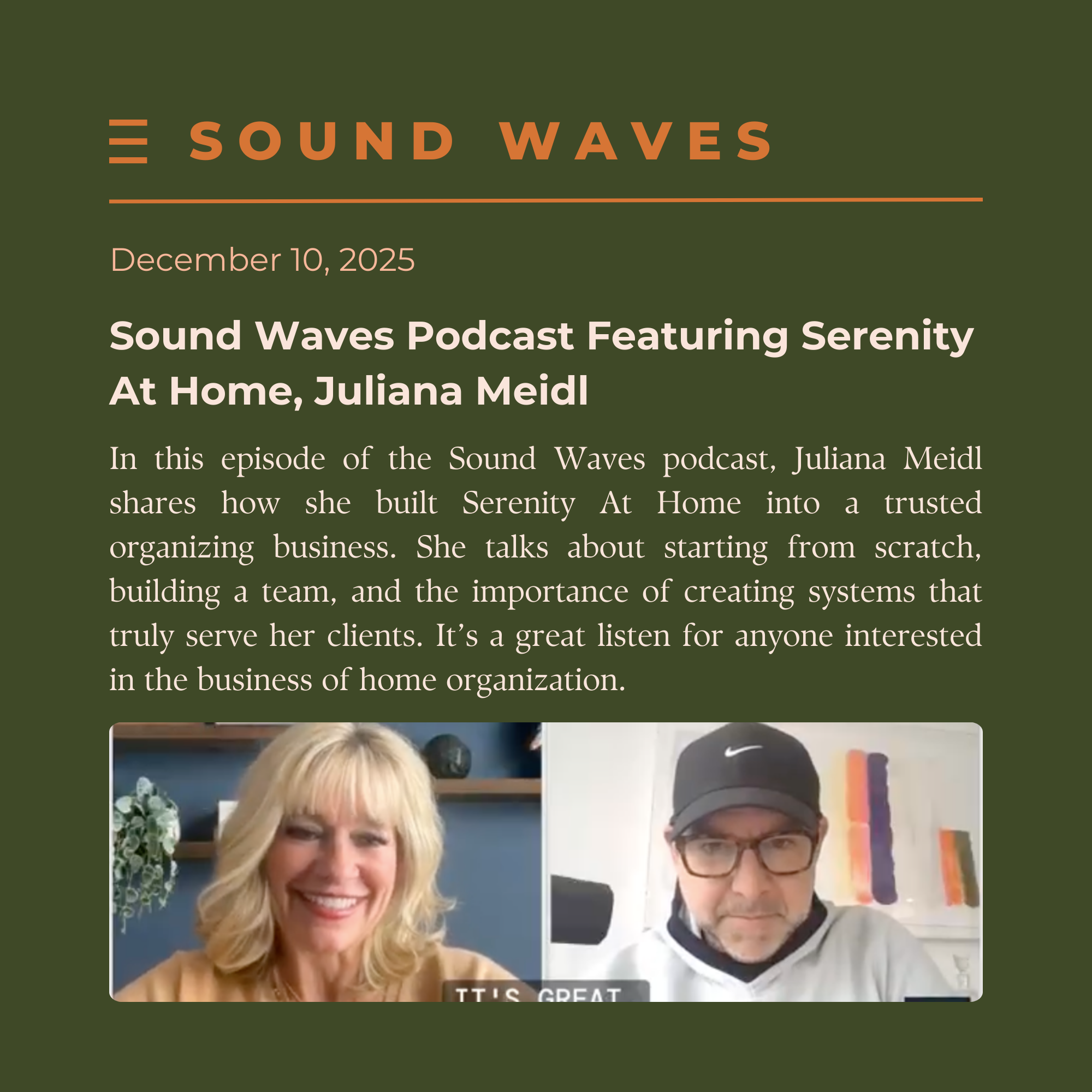 Sound Waves Podcast | Serenity At Home, Juliana Meidl