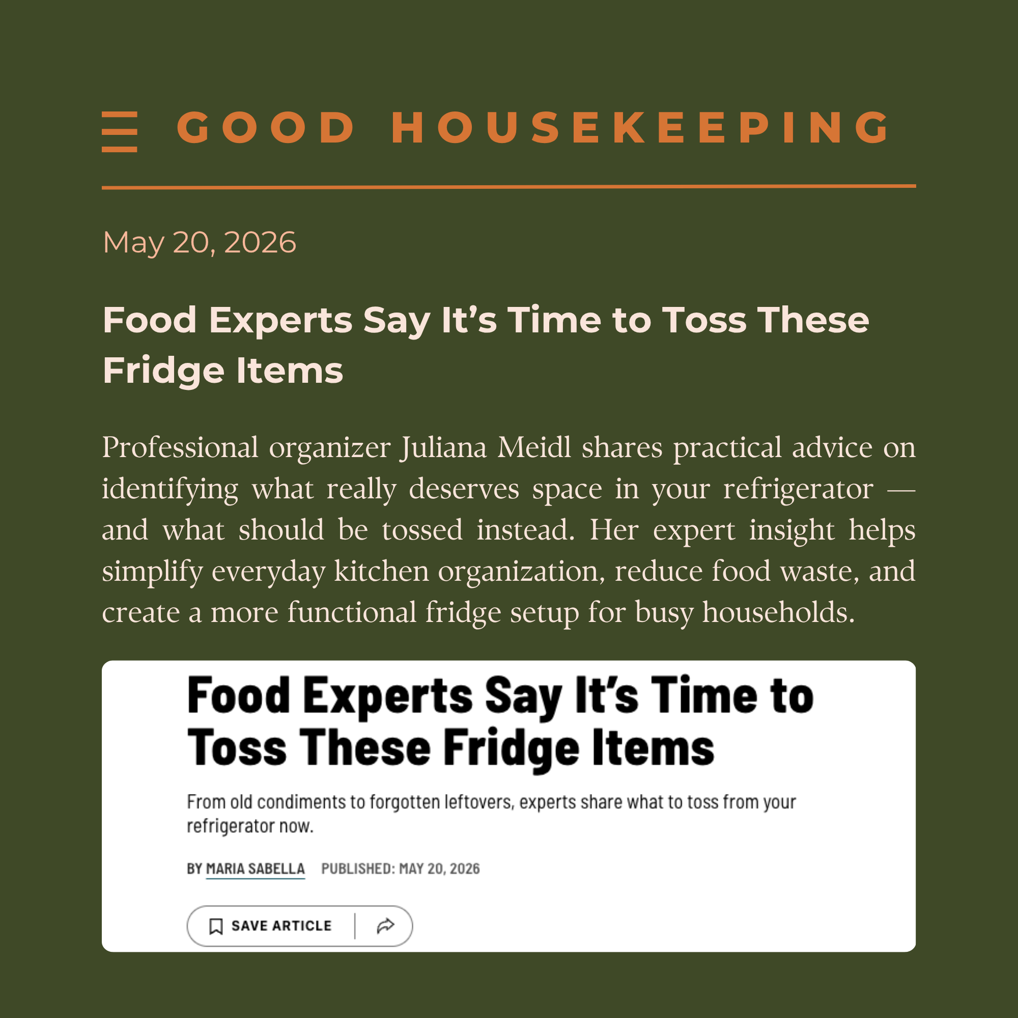 Good Housekeeping | Food Experts Say It’s Time to Toss These Fridge Items