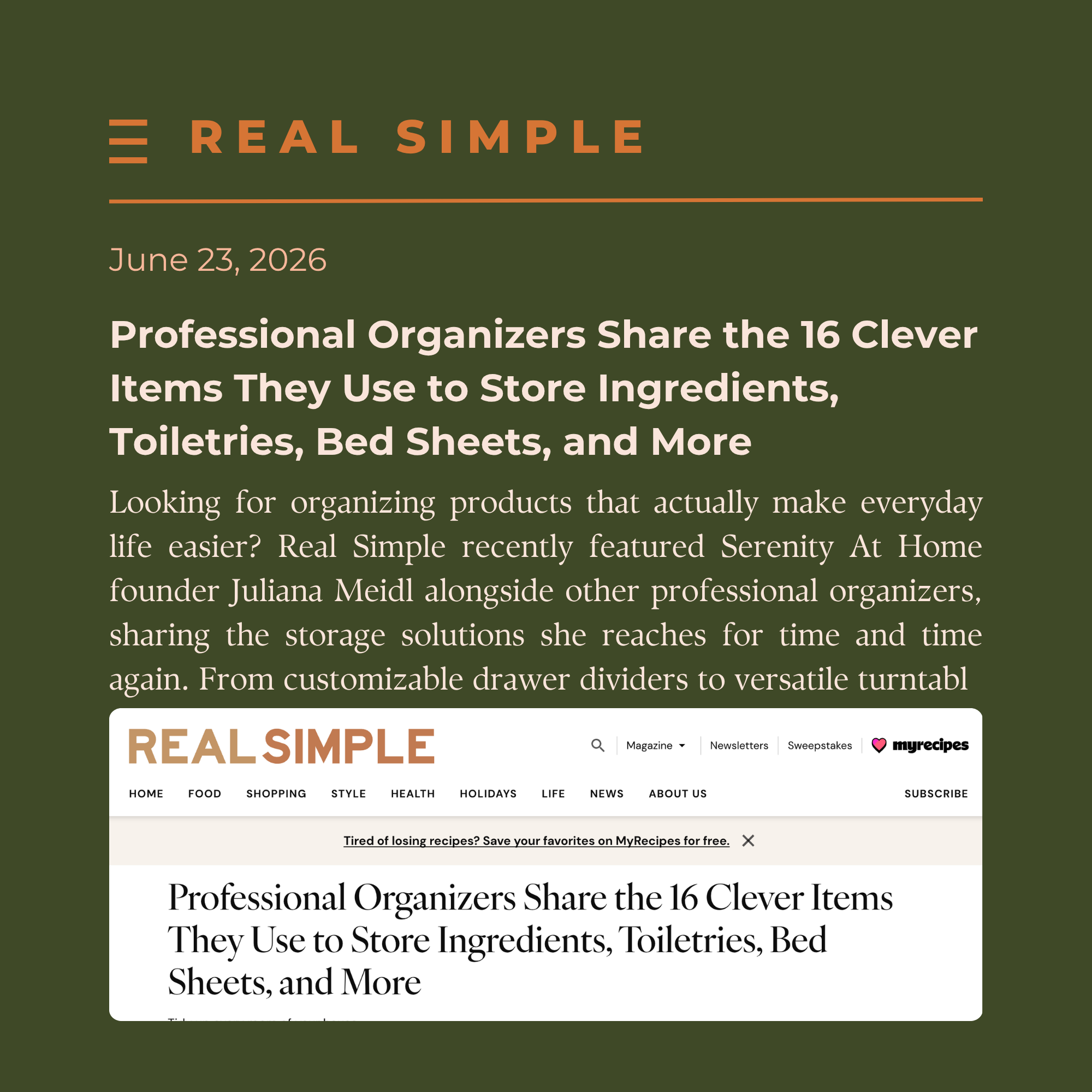 Real Simple | Professional Organizers Share the 16 Clever Items They Use to Store Ingredients, Toiletries, Bed Sheets, and More