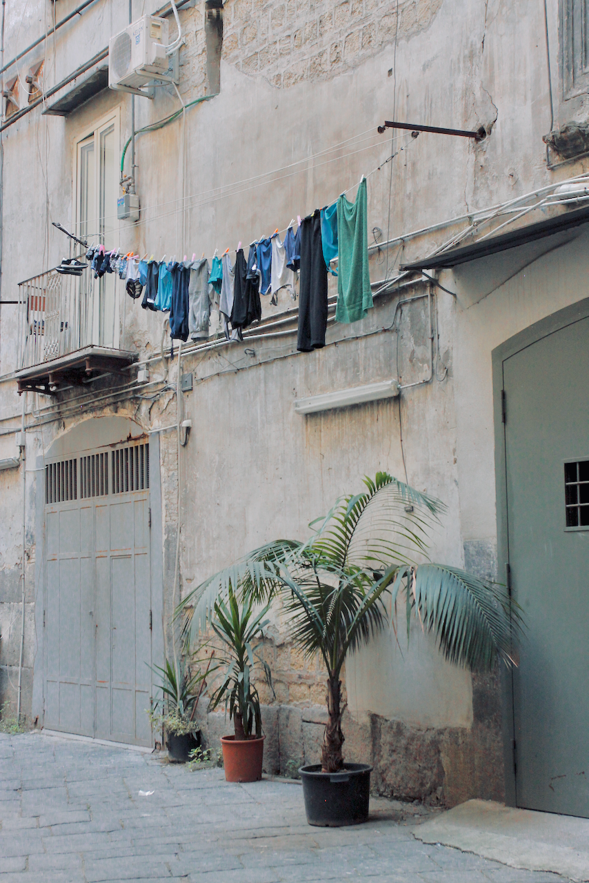 Naples, Italy, clothes hanging in street