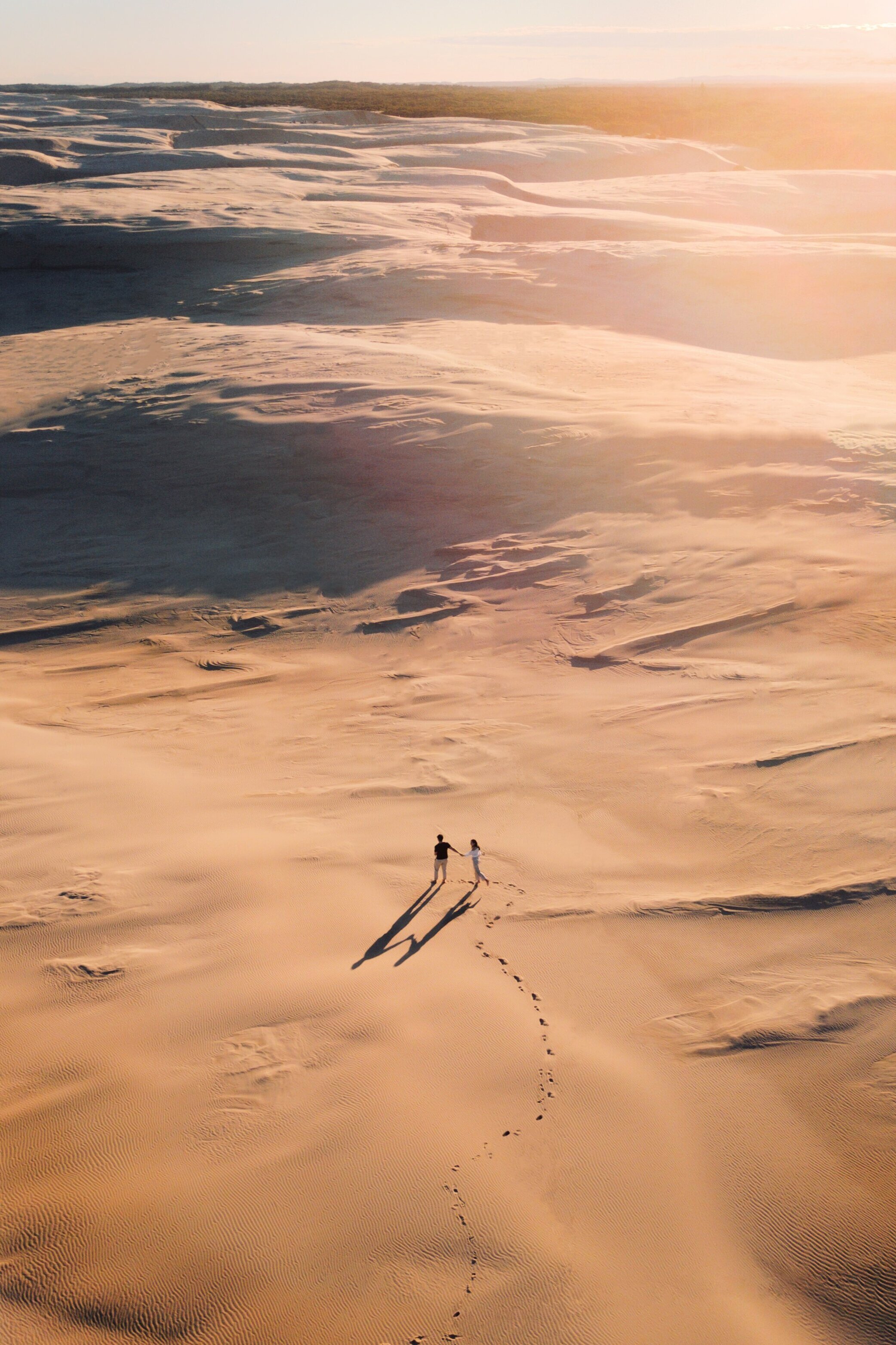 Drone shot of sunset Stockton Sand Dunes