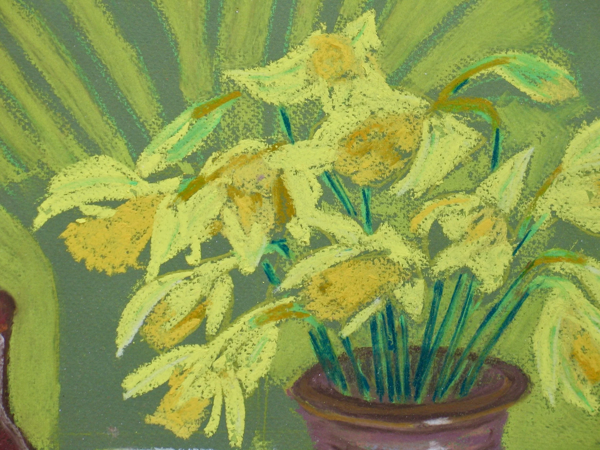 Daffodils in a studio pot by Cy Pawsey at galeriecy.com