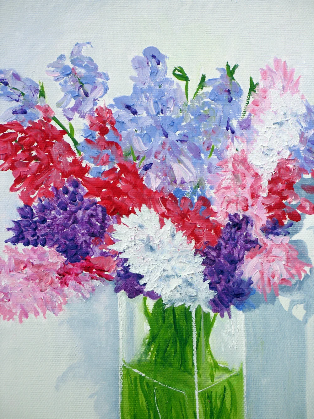 Delphiniums oil painting detail