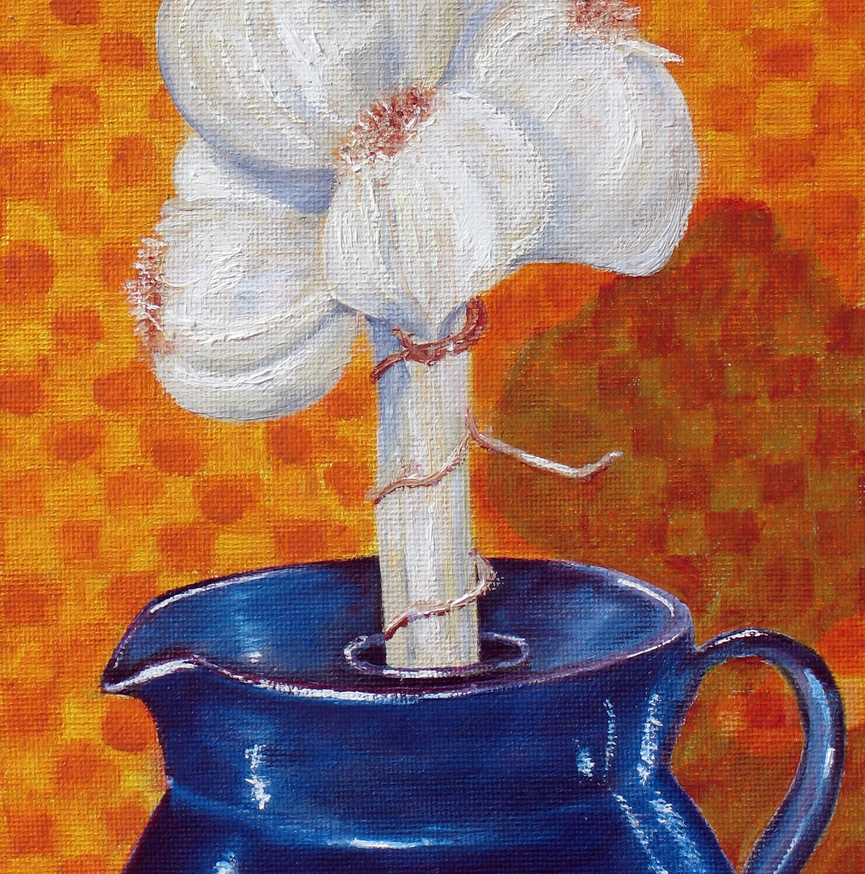 Blue and orange oil painting detail
