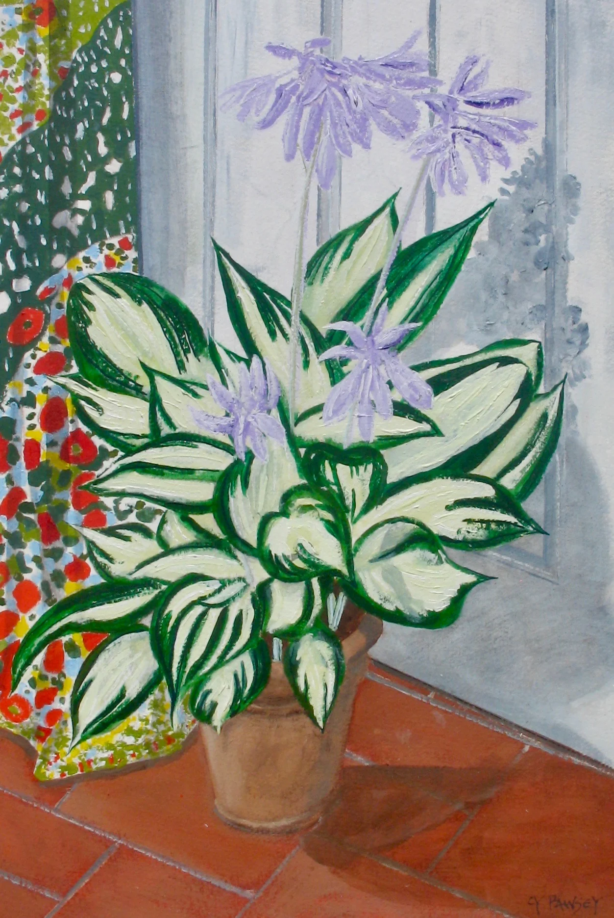 Hosta still life, acrylic painting by Cy Pawsey