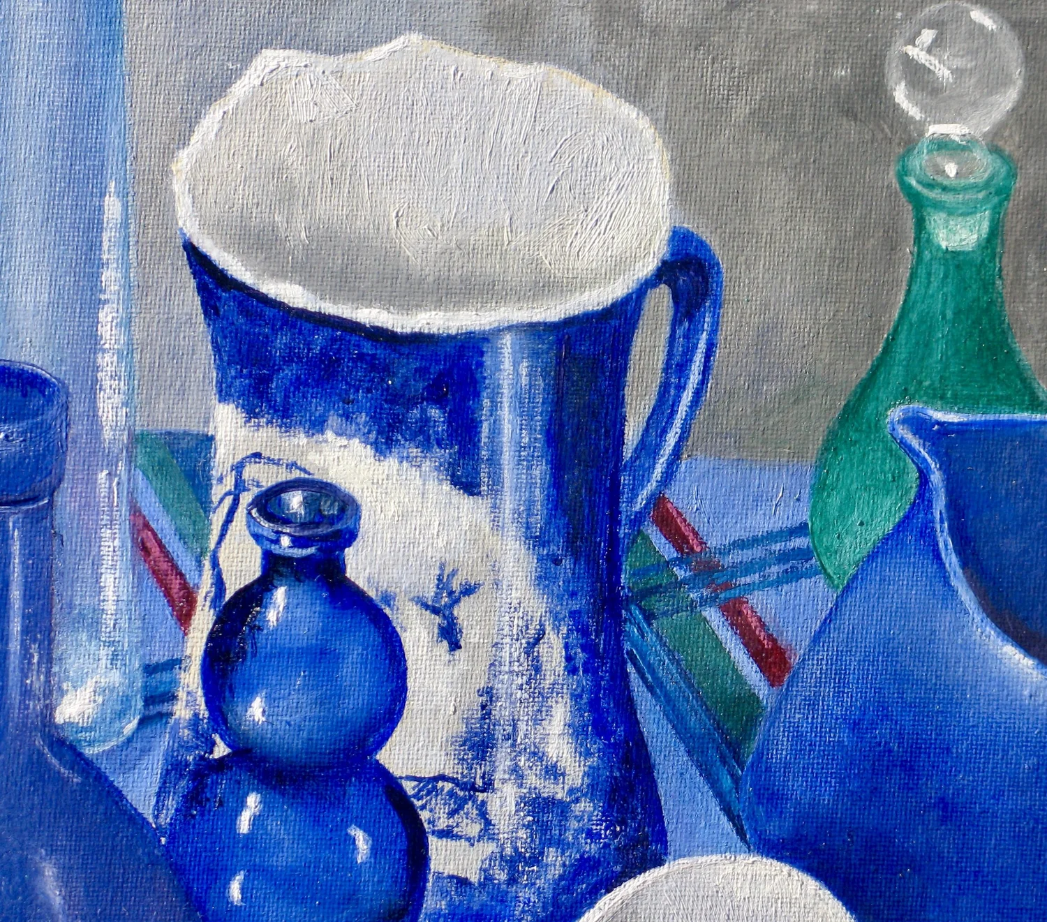 Blue still-life contemporary oil painting by Cy Pawsey — galeriecy
