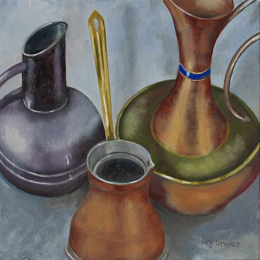 Vintage metal vessel forms by Cy Pawsey