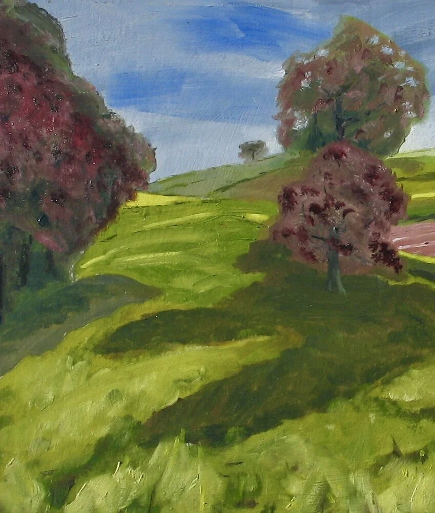 Landscape near Presteigne, oil painting