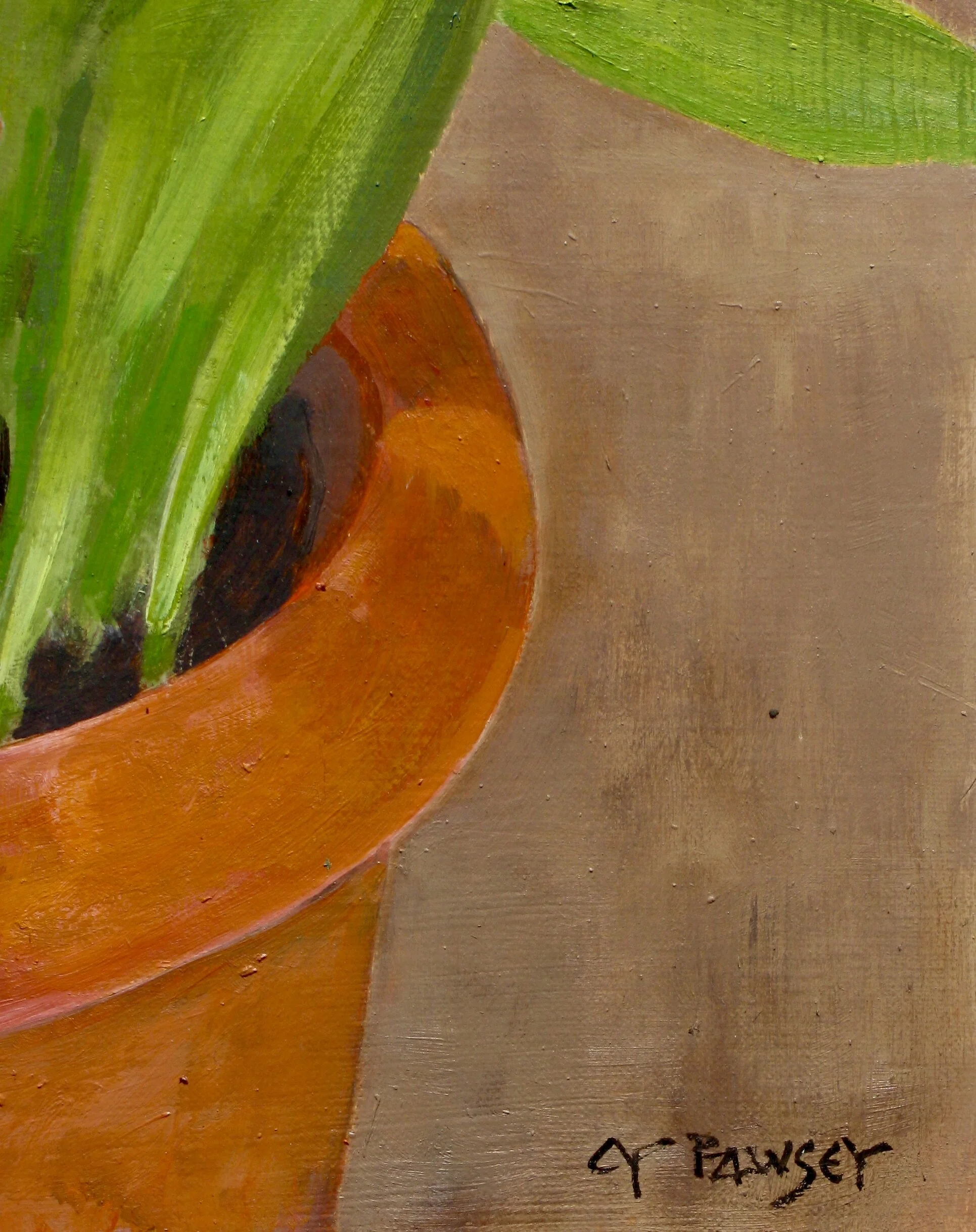 Terra-cotta pot detail from original oil painting