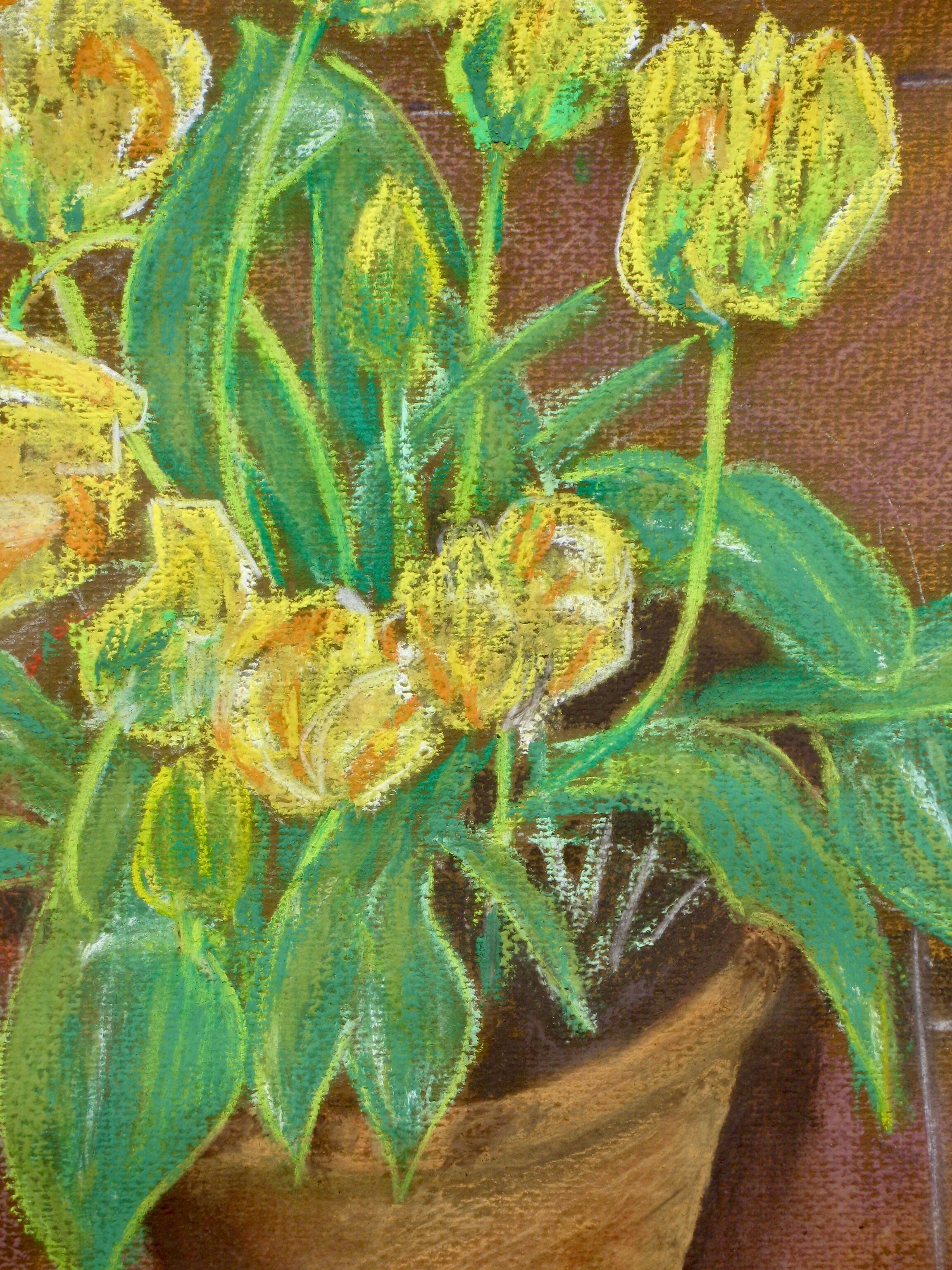 Pastel painting of tulips by Cy Pawsey