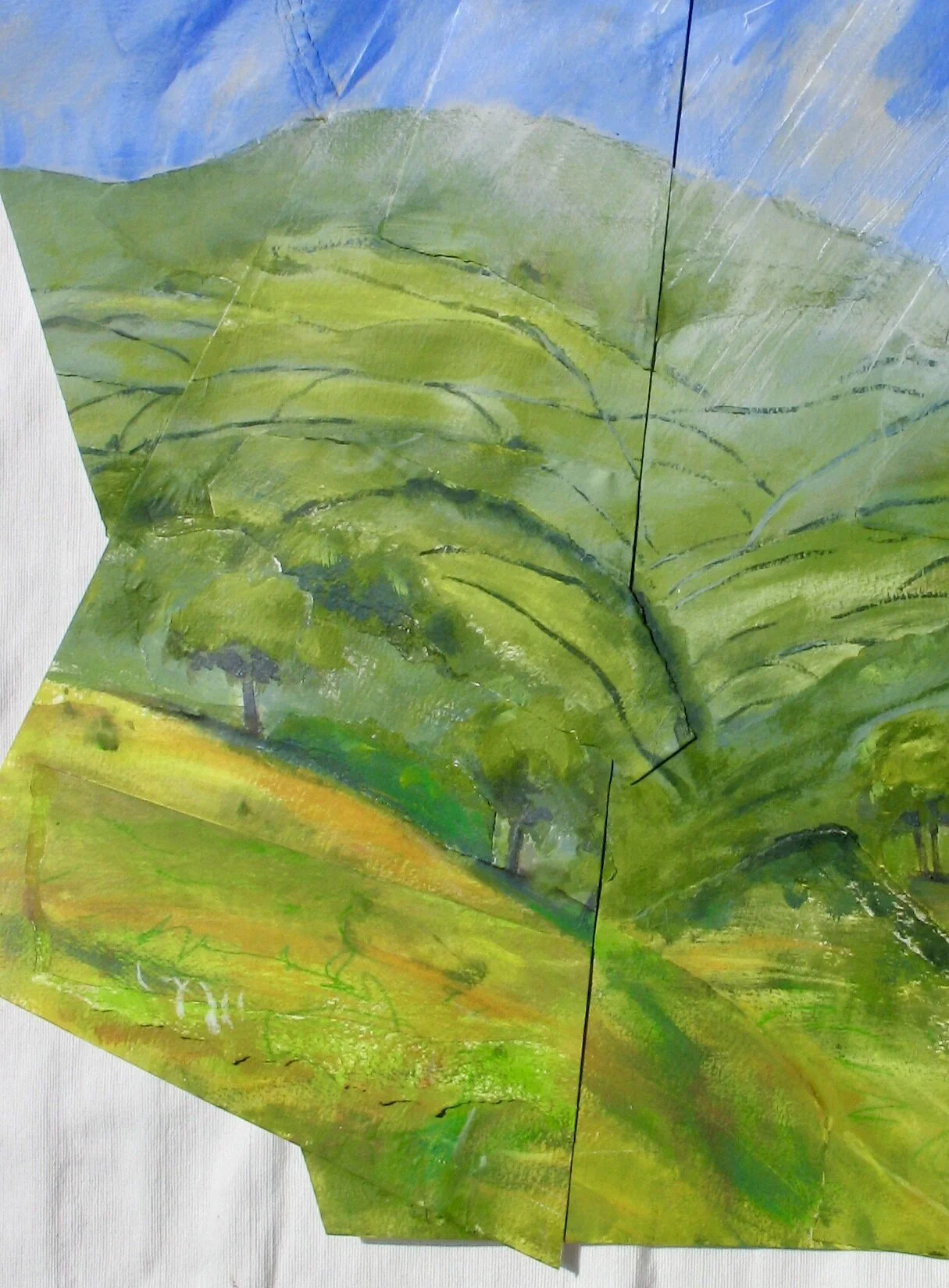 Collage landscape by Cy Pawsey, detail