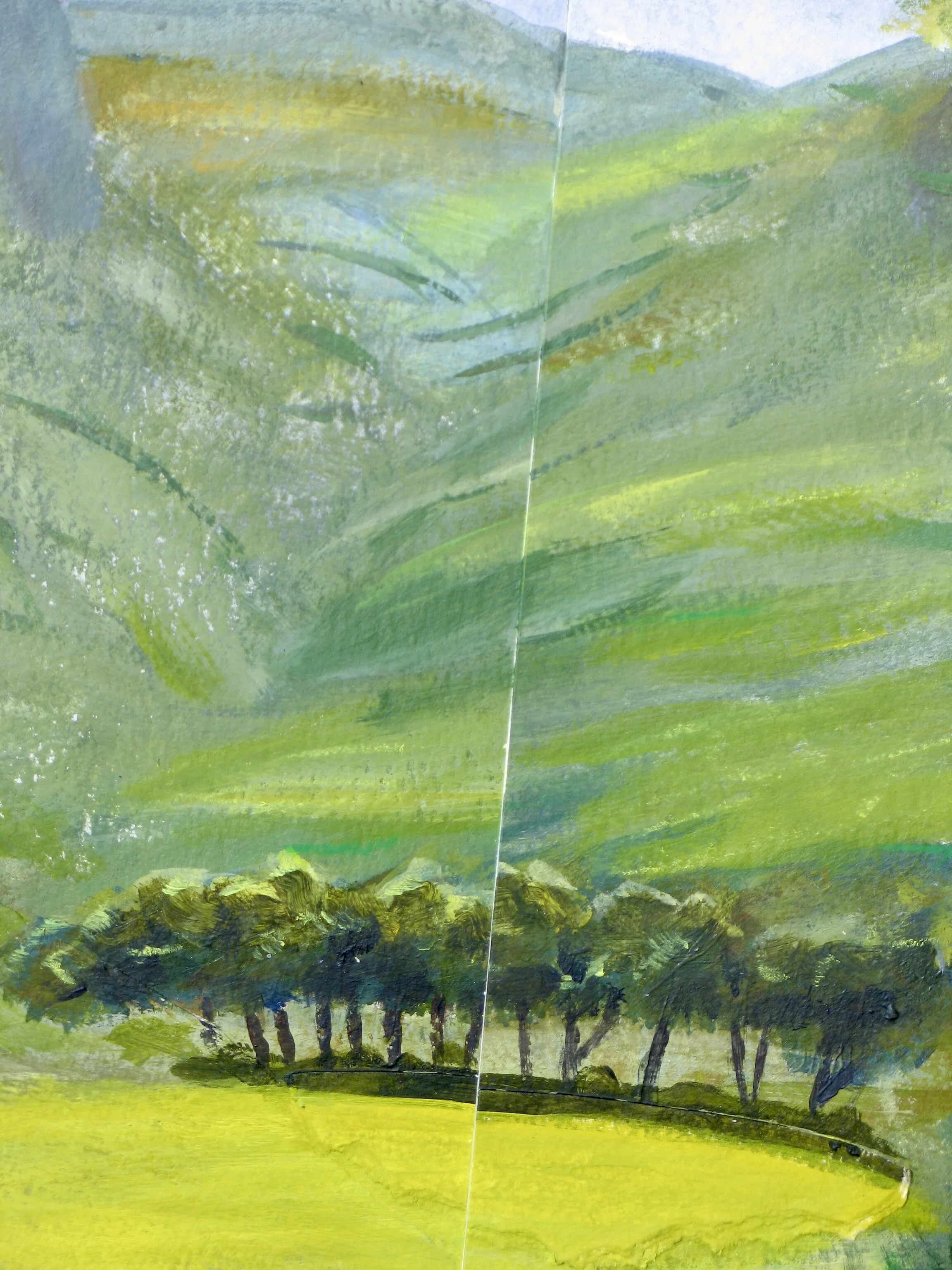 Clun valley painting by Cy Pawsey, detail
