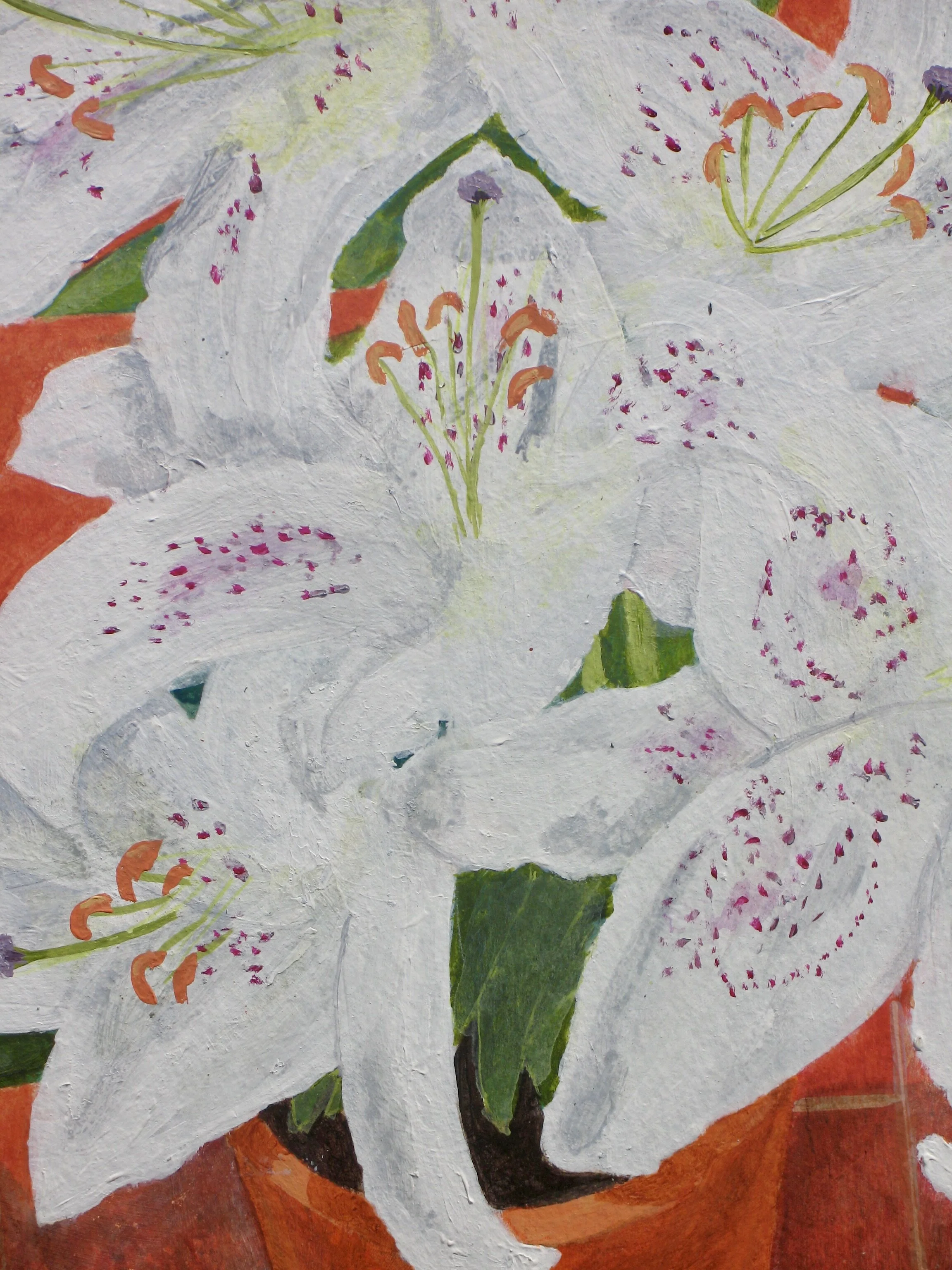 White lily painting, detail