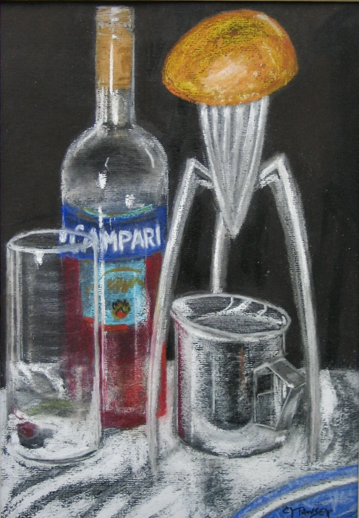 Orange squeezer - pastel painting by Cy Pawsey