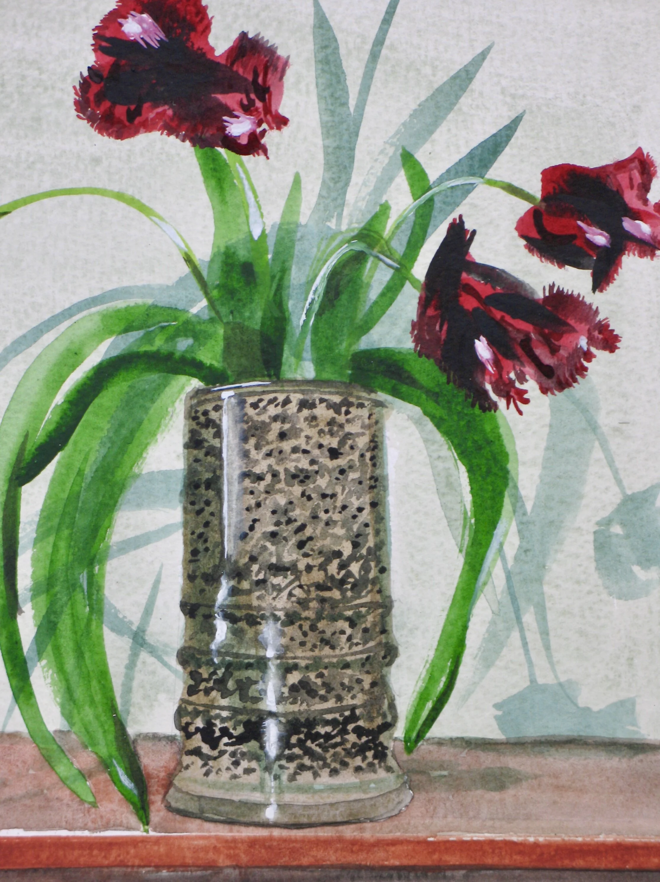 Original watercolour tulip painting by Cy Pawsey