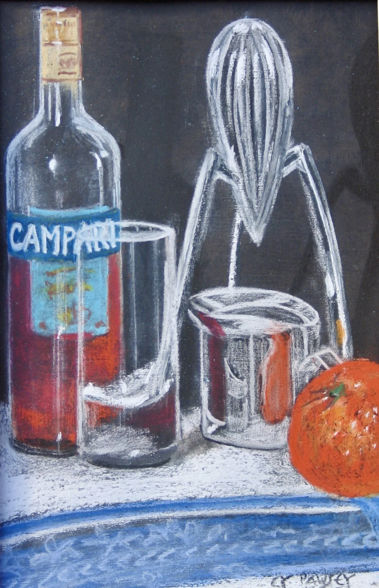 Campari and orange still life painting by Cy Pawsey