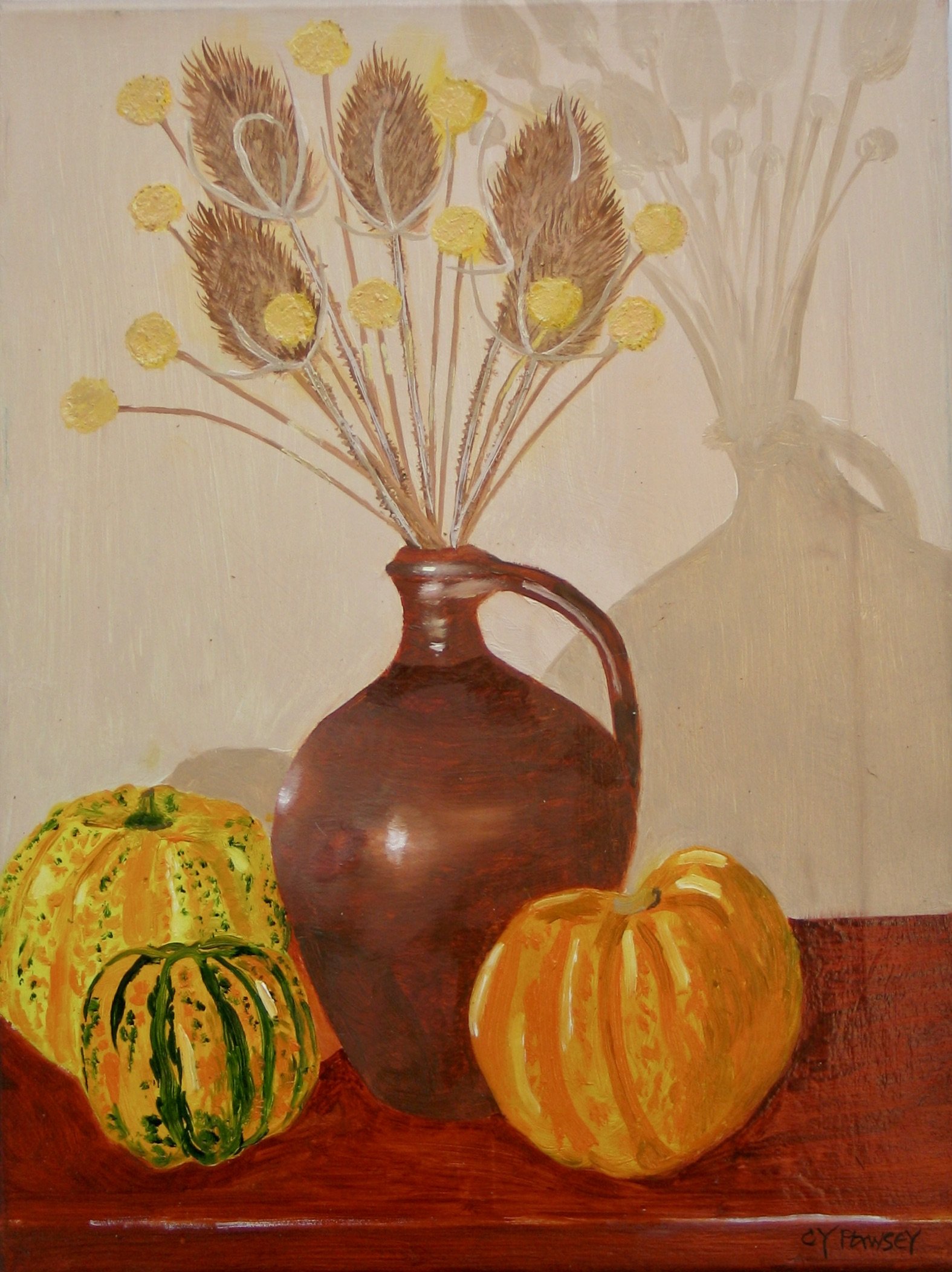 Winchcombe Pottery flagon with gourds by Cy Pawsey