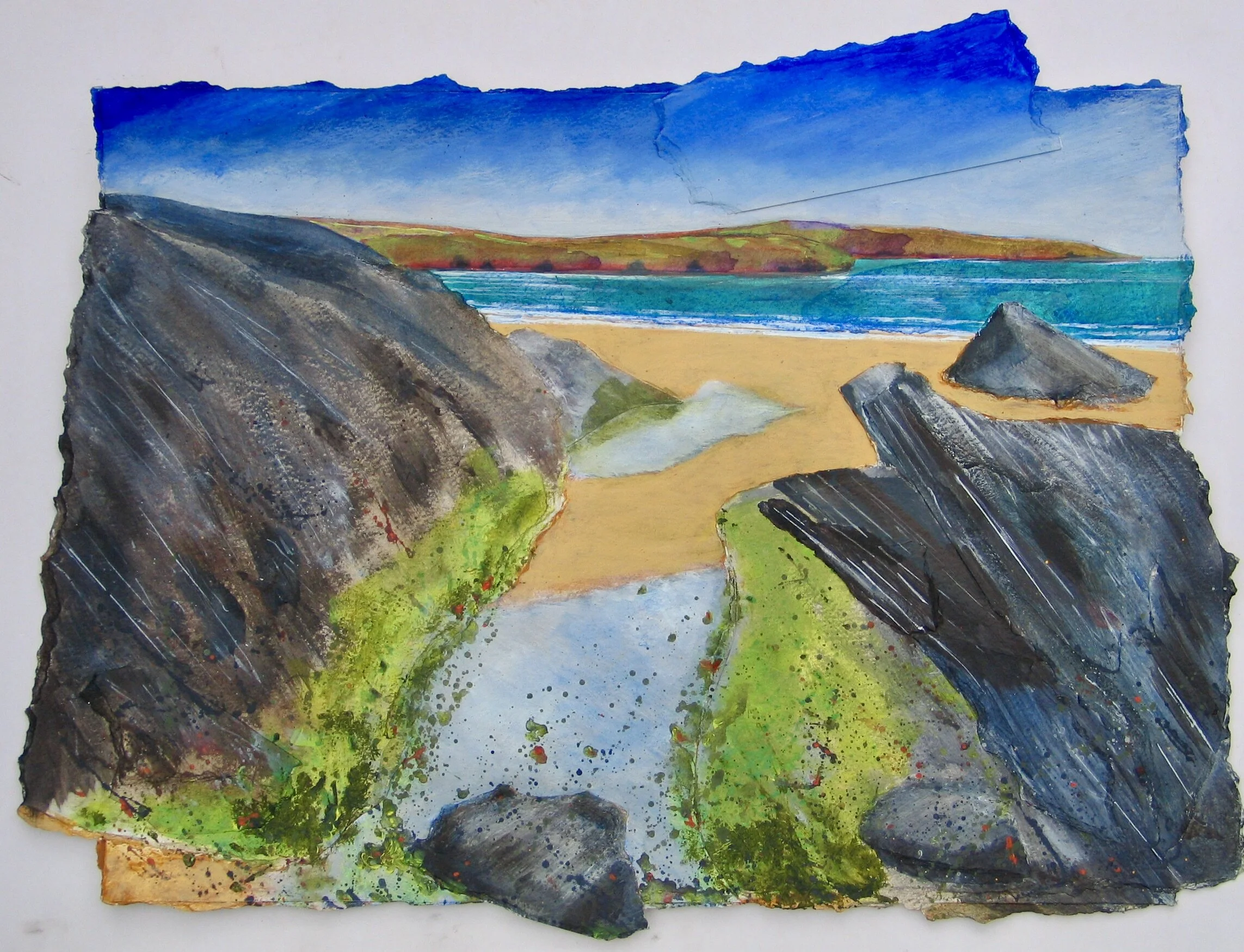 Pembrokeshire rock pool, acrylic painting by Cy Pawsey