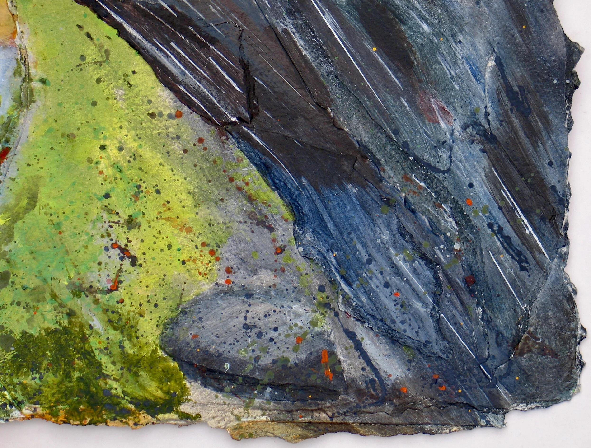 Acrylic collage painting by Cy Pawsey, detail