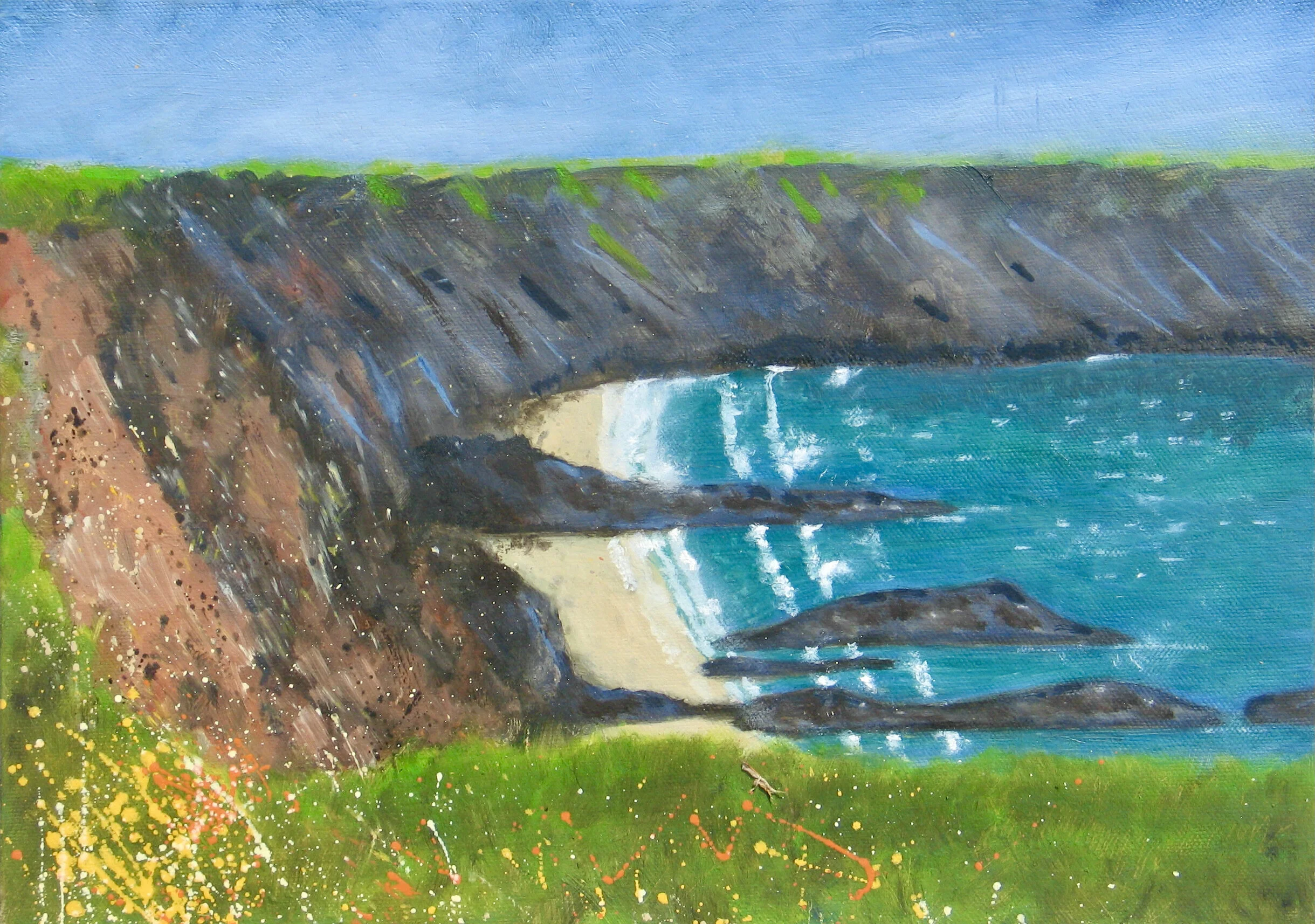 Traeth Llyfn beach original oil painting by Cy Pawsey