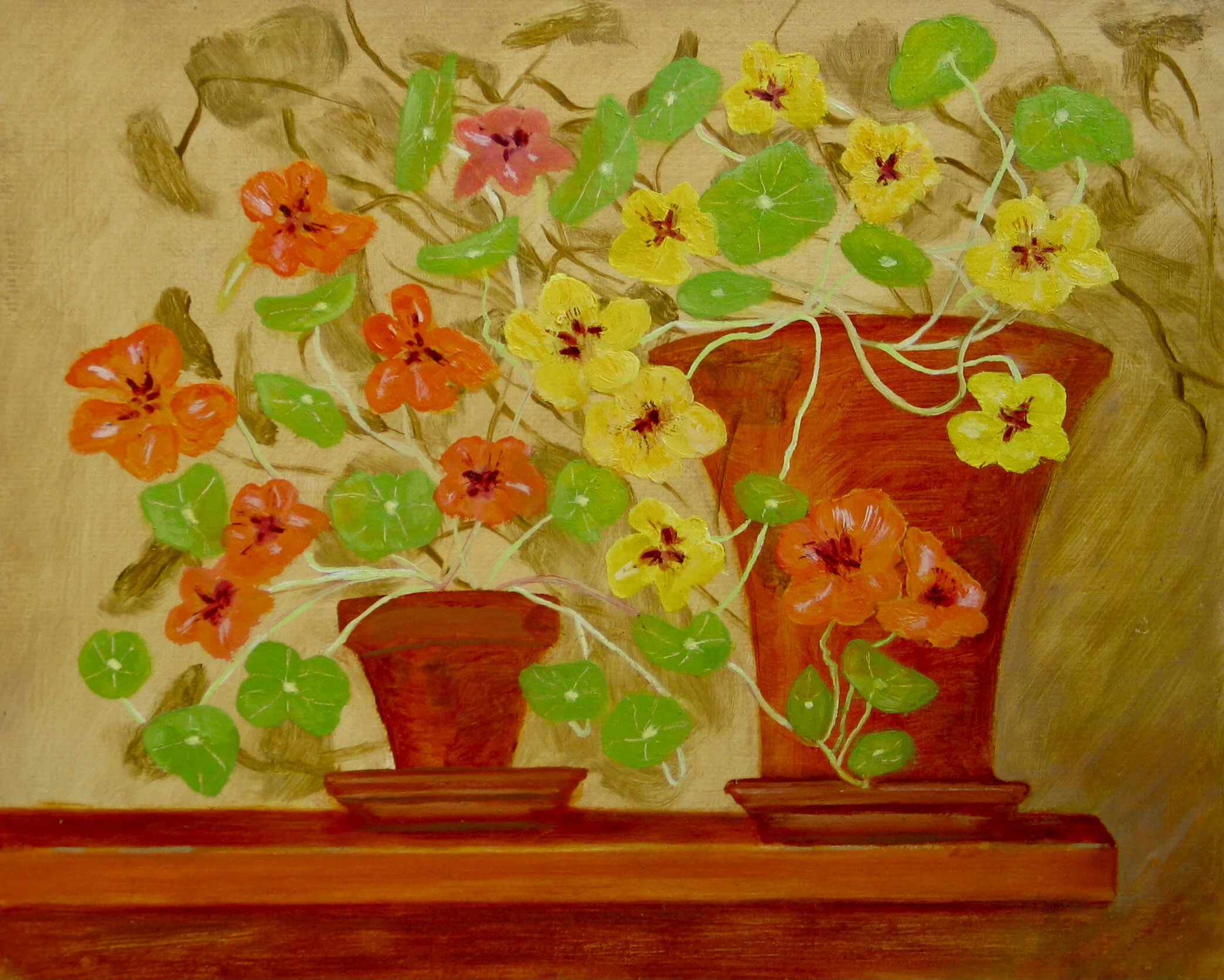 Nasturtiums oil painting by Cy Pawsey