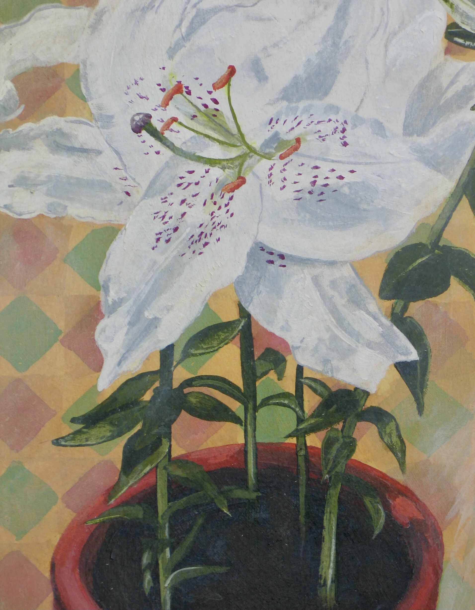White lily detail from a painting by Cy Pawsey
