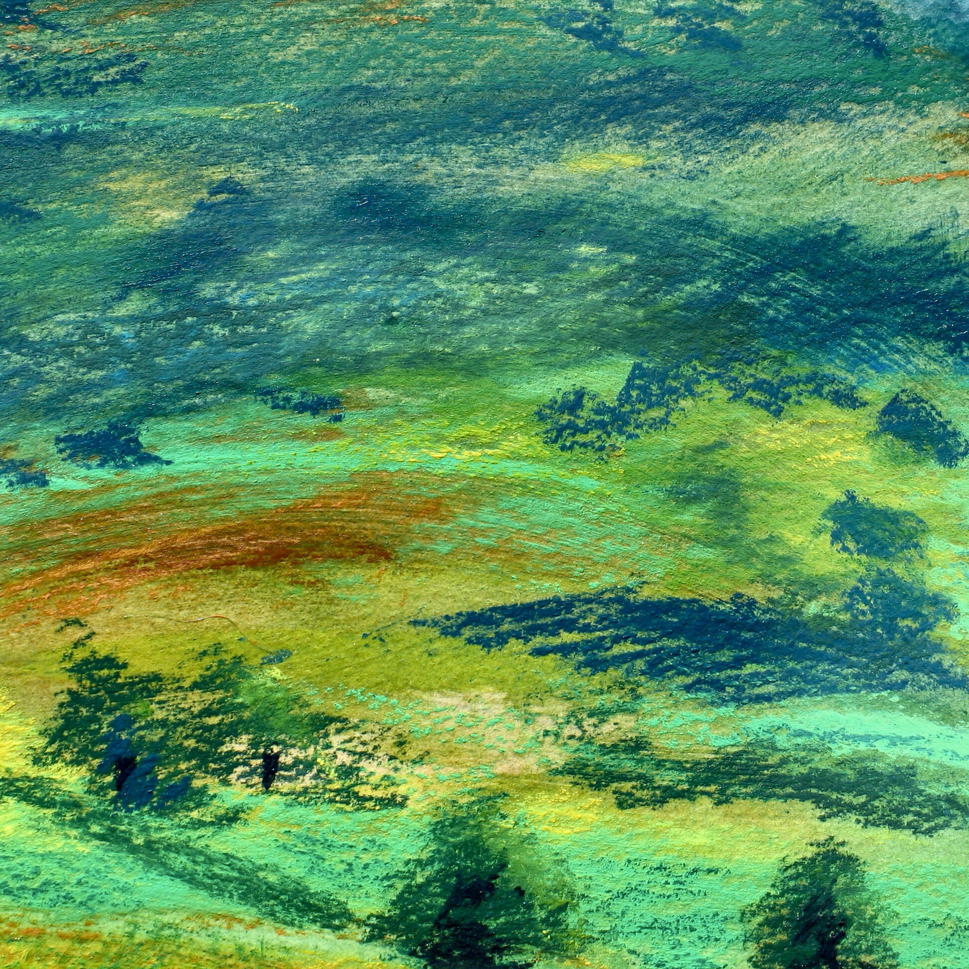 Brecon Beacons landscape painting in soft pastel, detail by Cy Pawsey