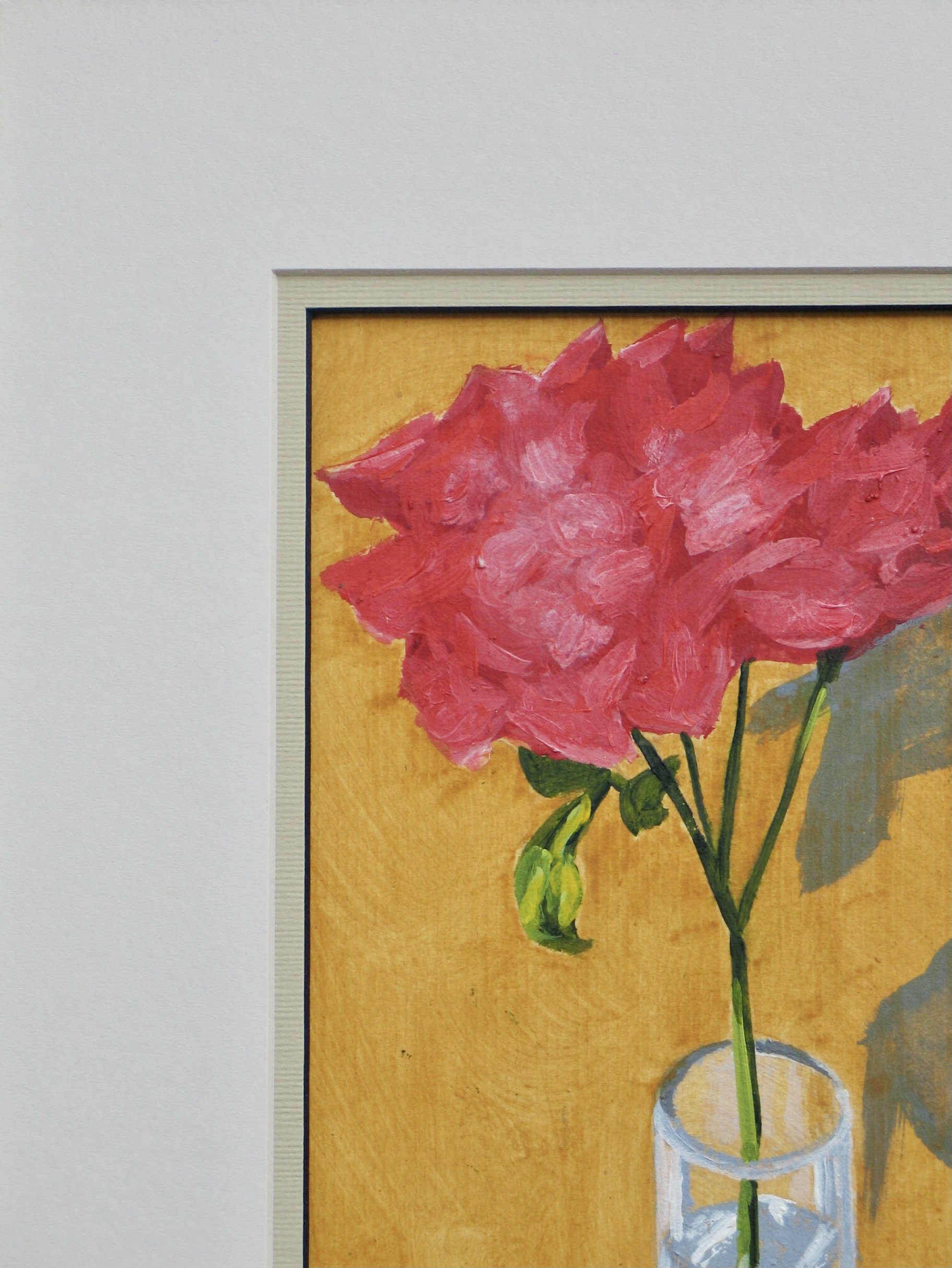 Red rose flower painting, detail
