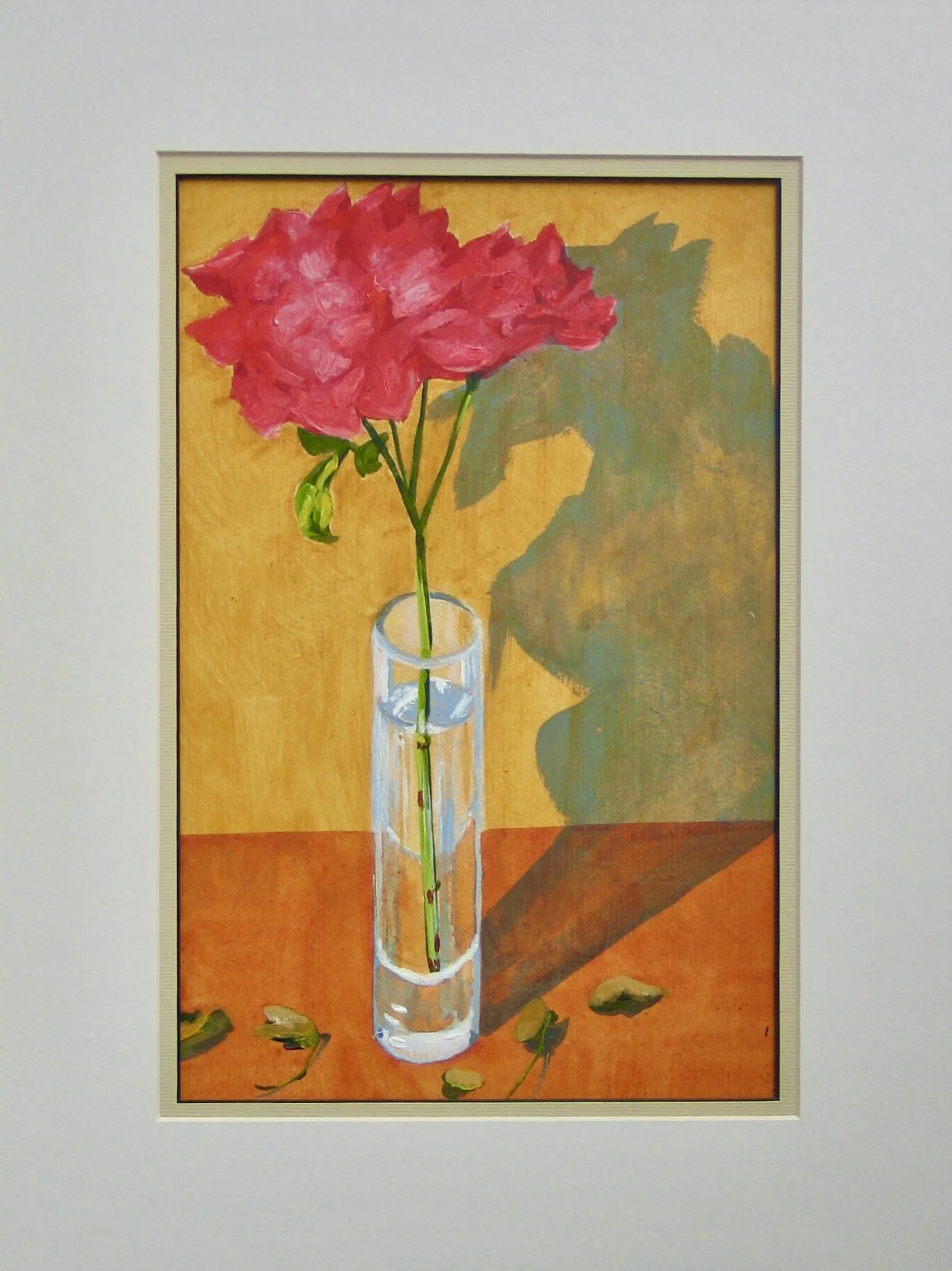 Red rose acrylic painting by Cy Pawsey