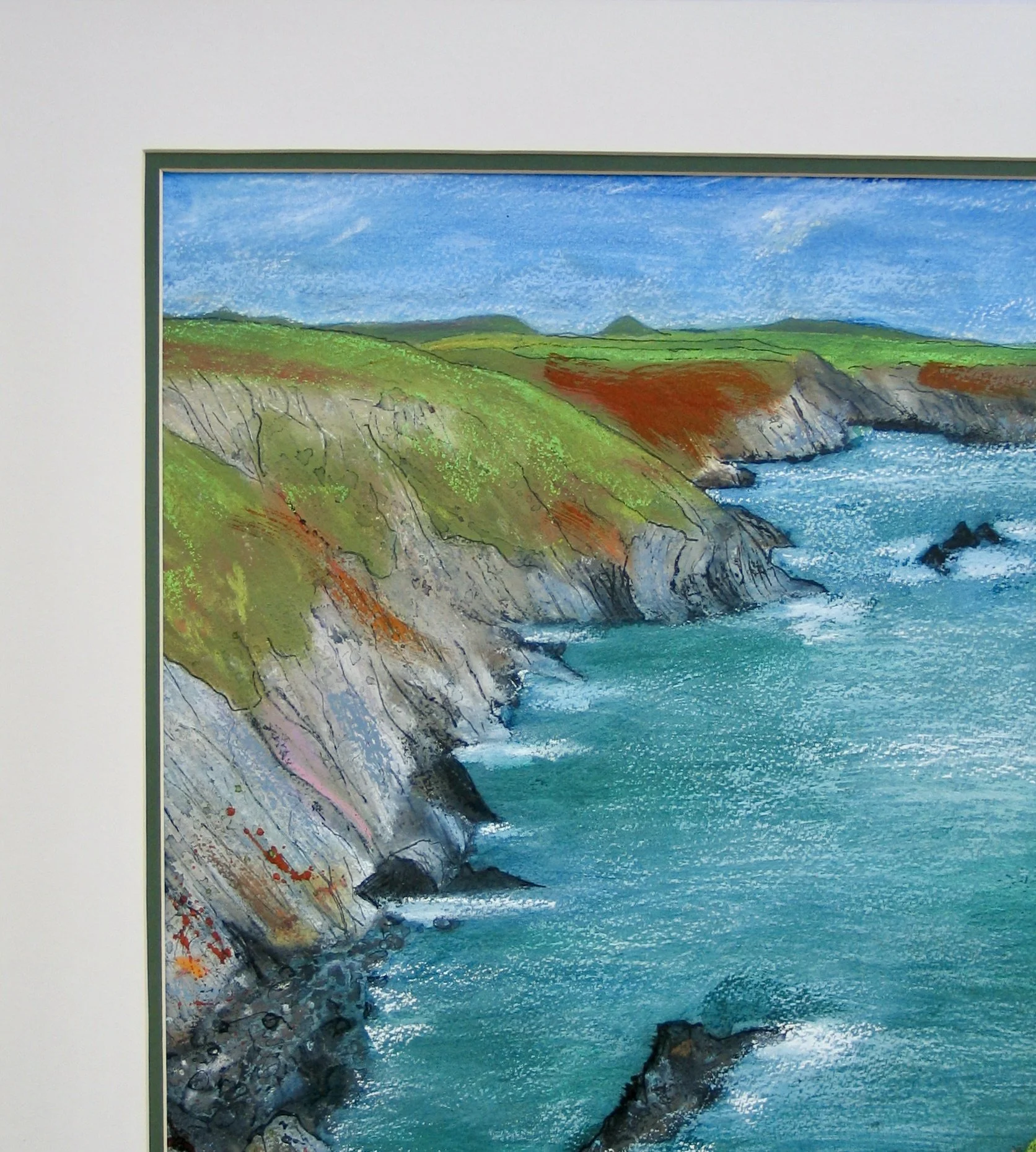 Original seascape painting, detail