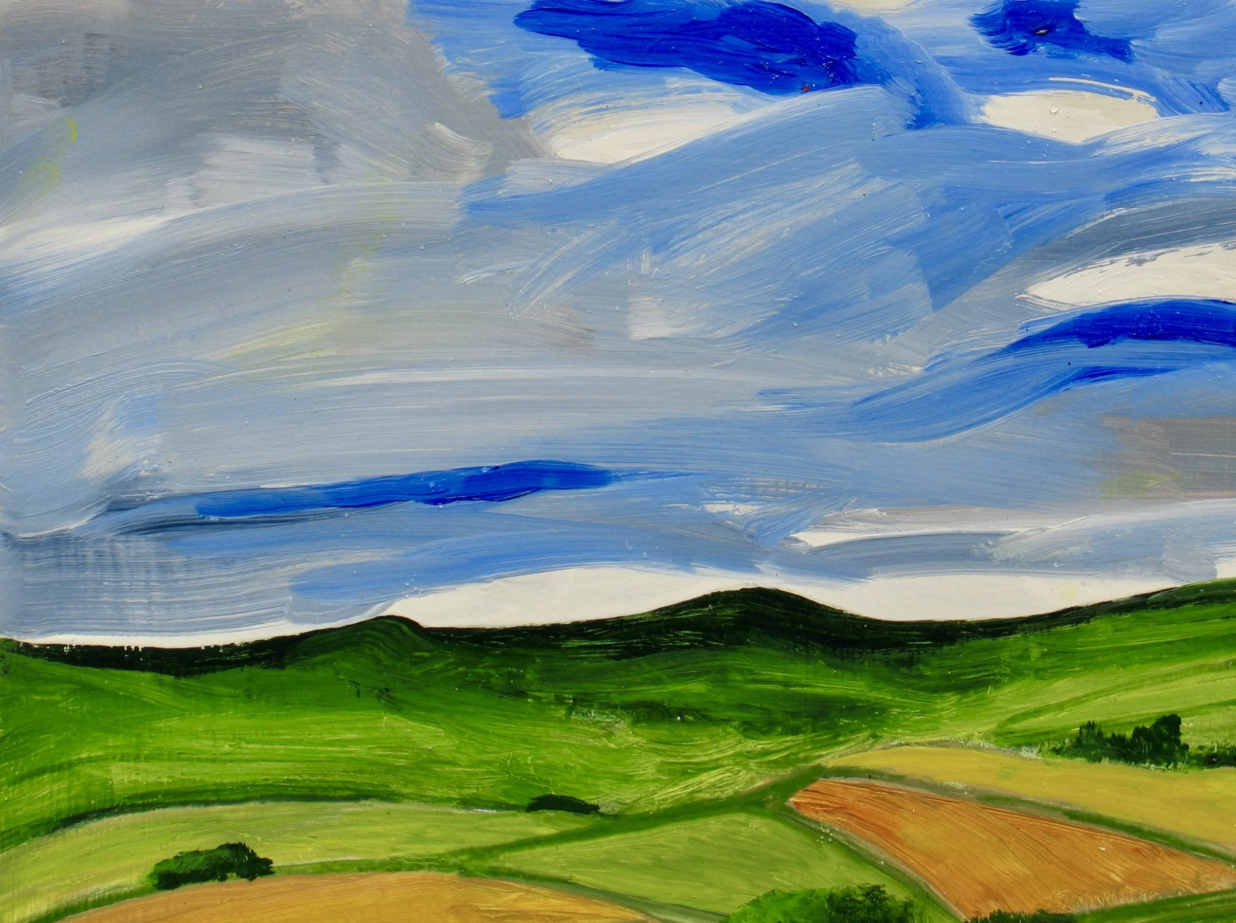 Detail from Welsh landscape oil painting by Cy Pawsey