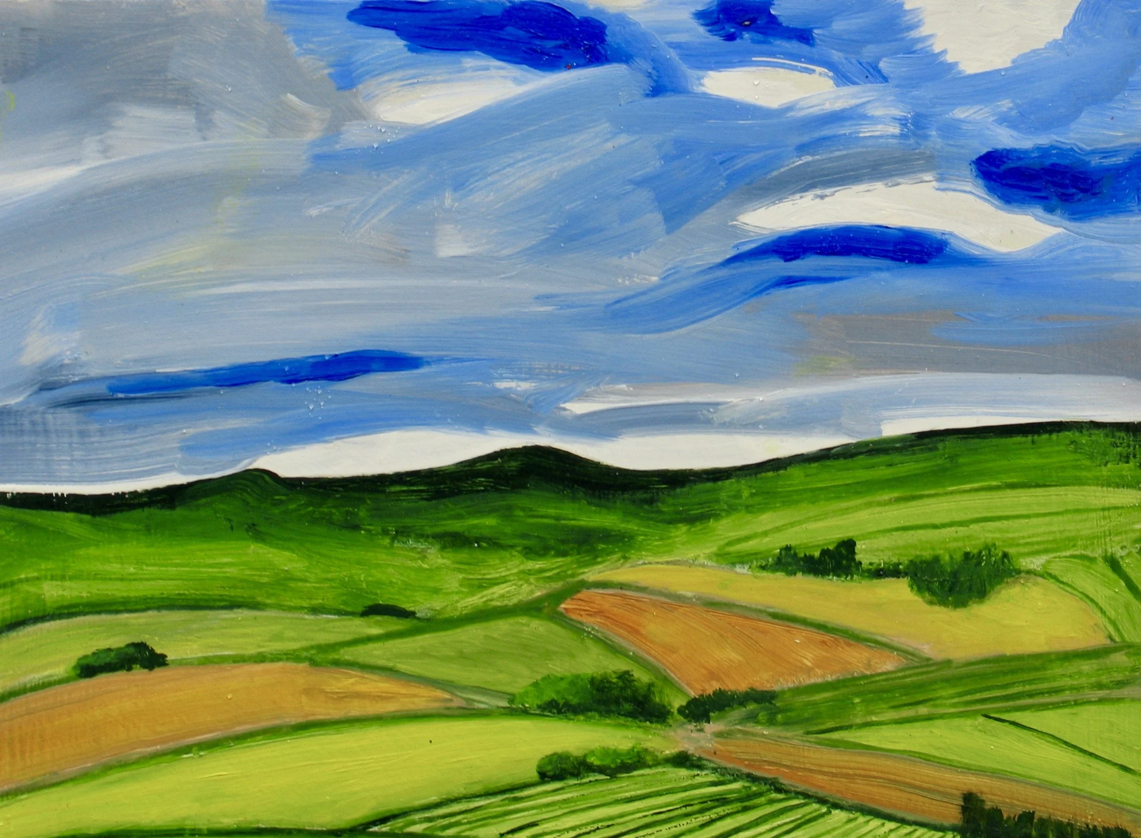 Clouds detail from a Welsh landscape painting by Cy Pawsey