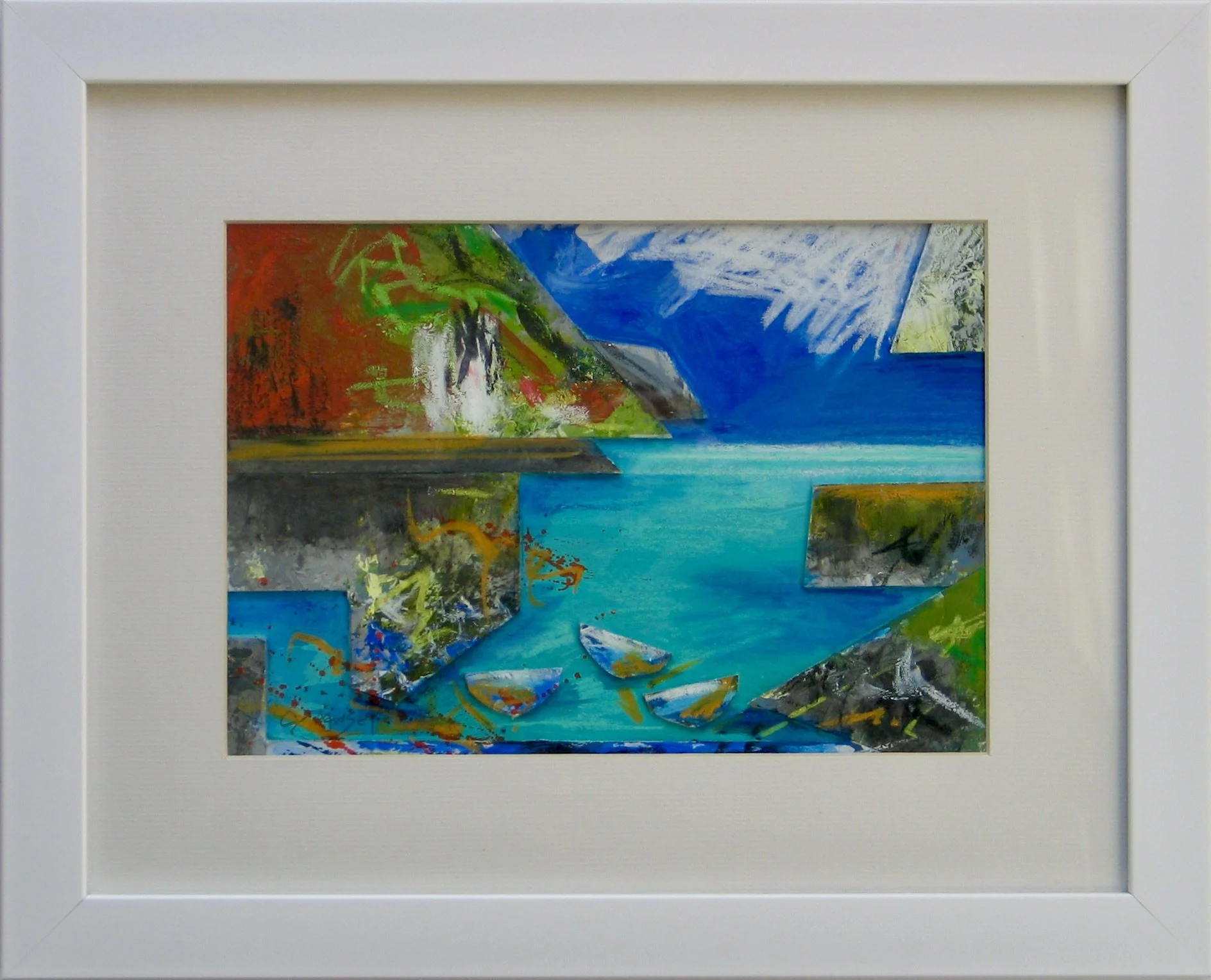 Porthgain, Pembrokeshire framed abstract collage by Cy Pawsey