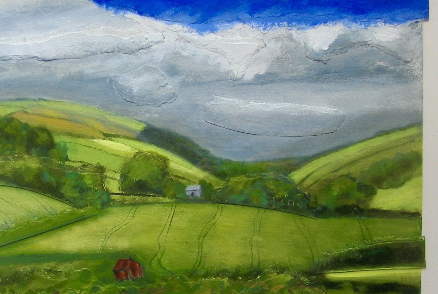 Acrylic with collage painting by Cy Pawsey, detail