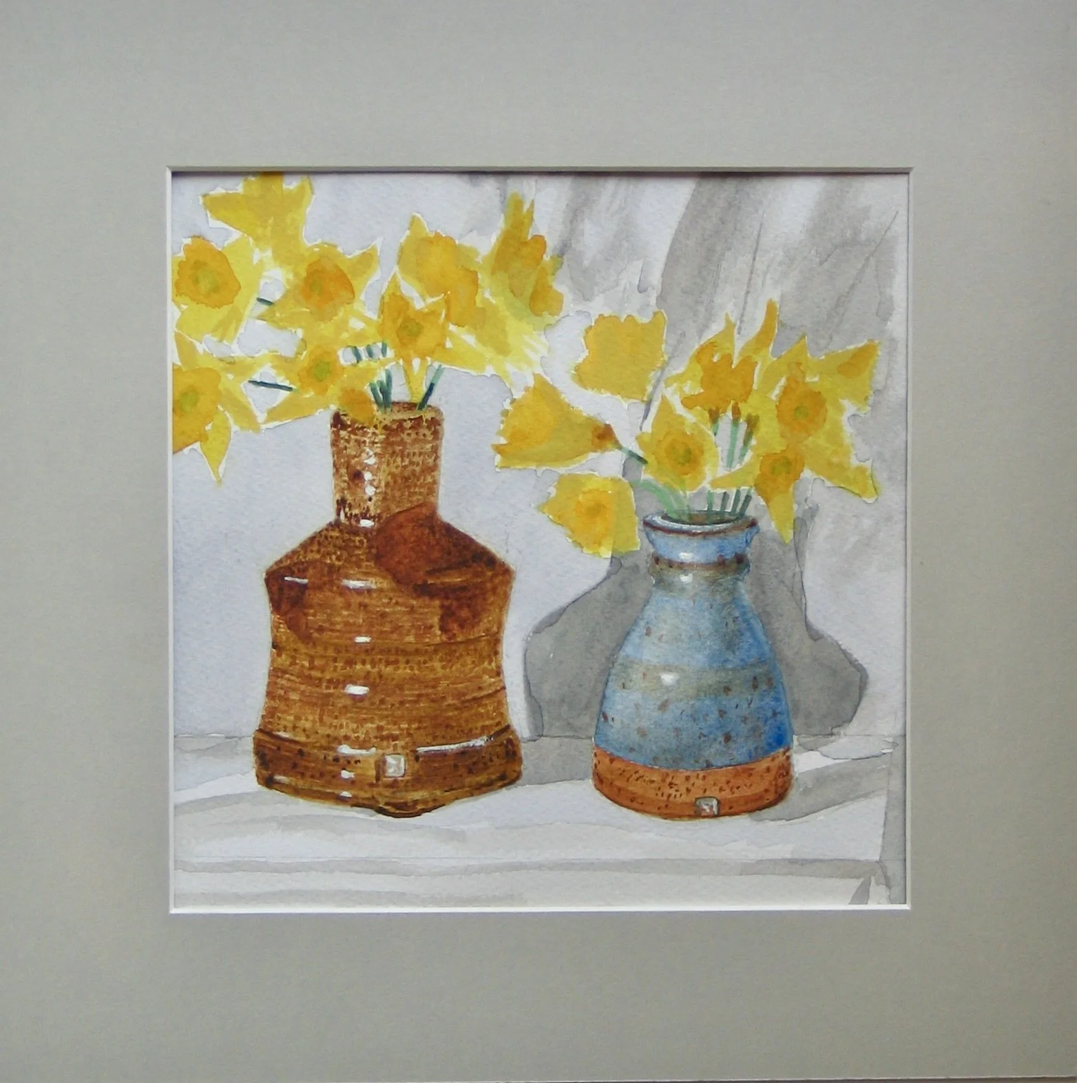 Daffodils in studio pots still life painting