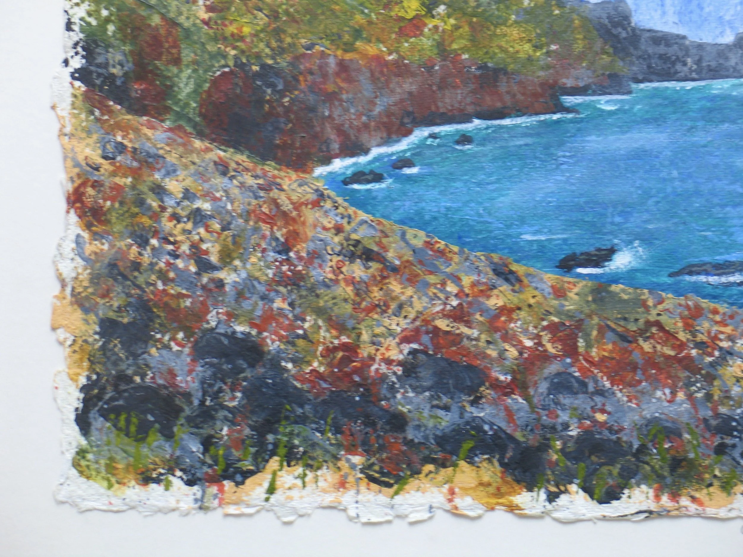Lamorna Cove by Cy Pawsey, detail from acrylic painting